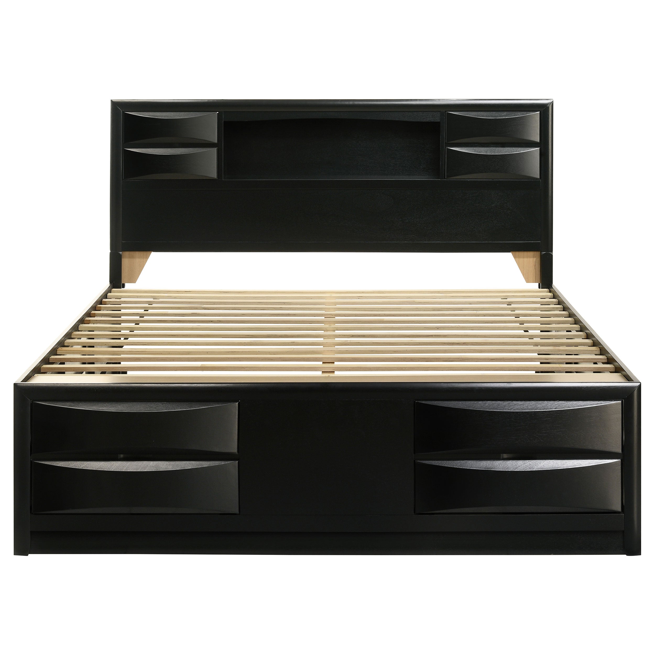 Briana Wood California King Storage Bookcase Bed Black