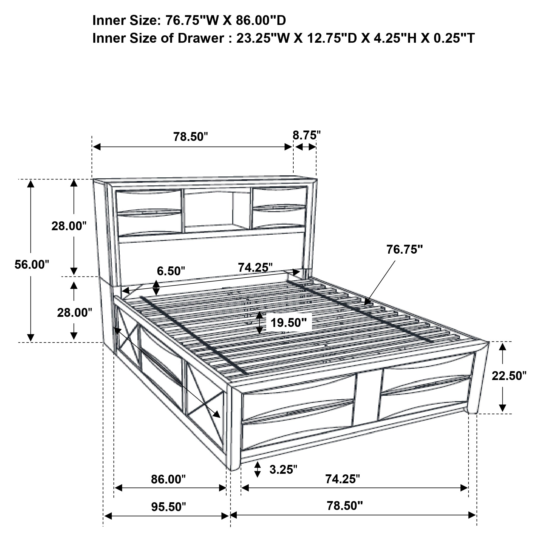 Briana Wood Storage Bookcase Bed