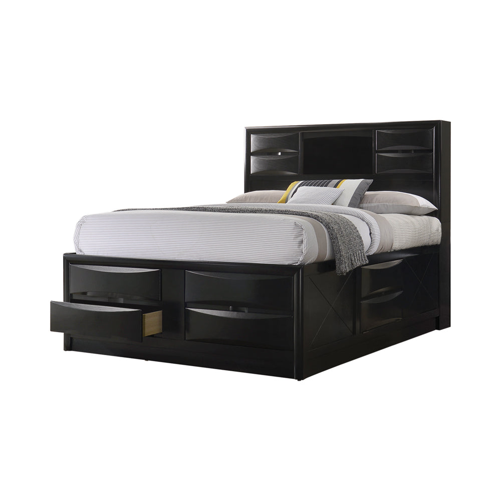 Briana Storage Bedroom Set with Bookcase Headboard Black