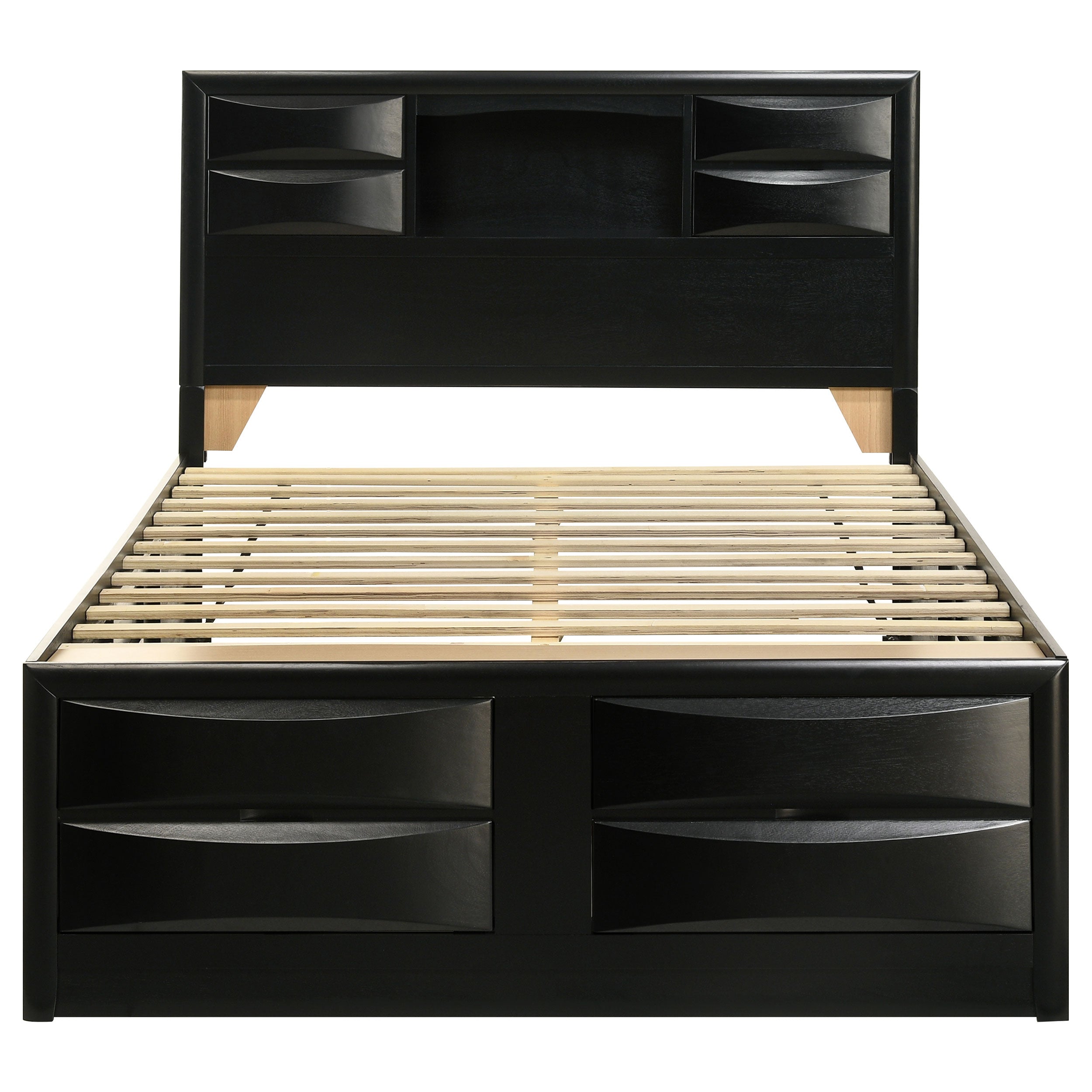 Briana Wood California King Storage Bookcase Bed Black
