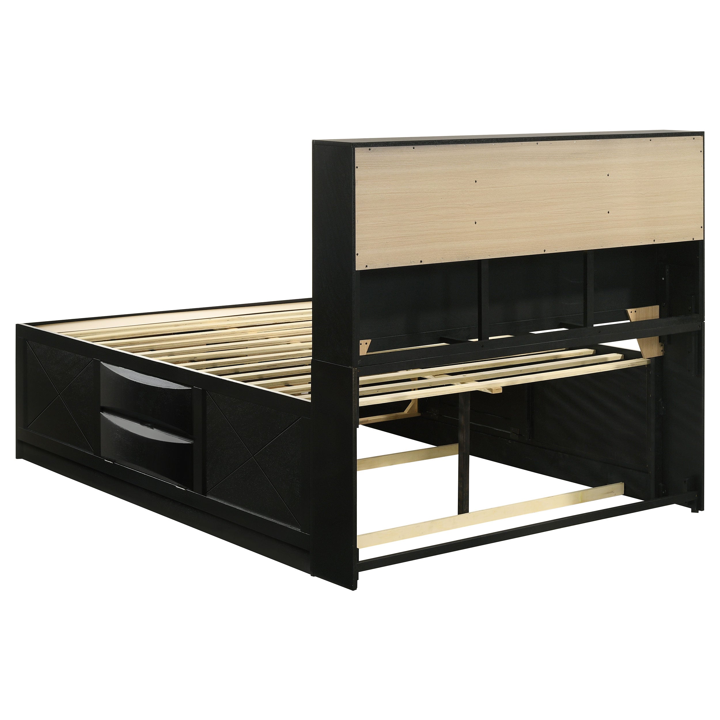 Briana Wood California King Storage Bookcase Bed Black
