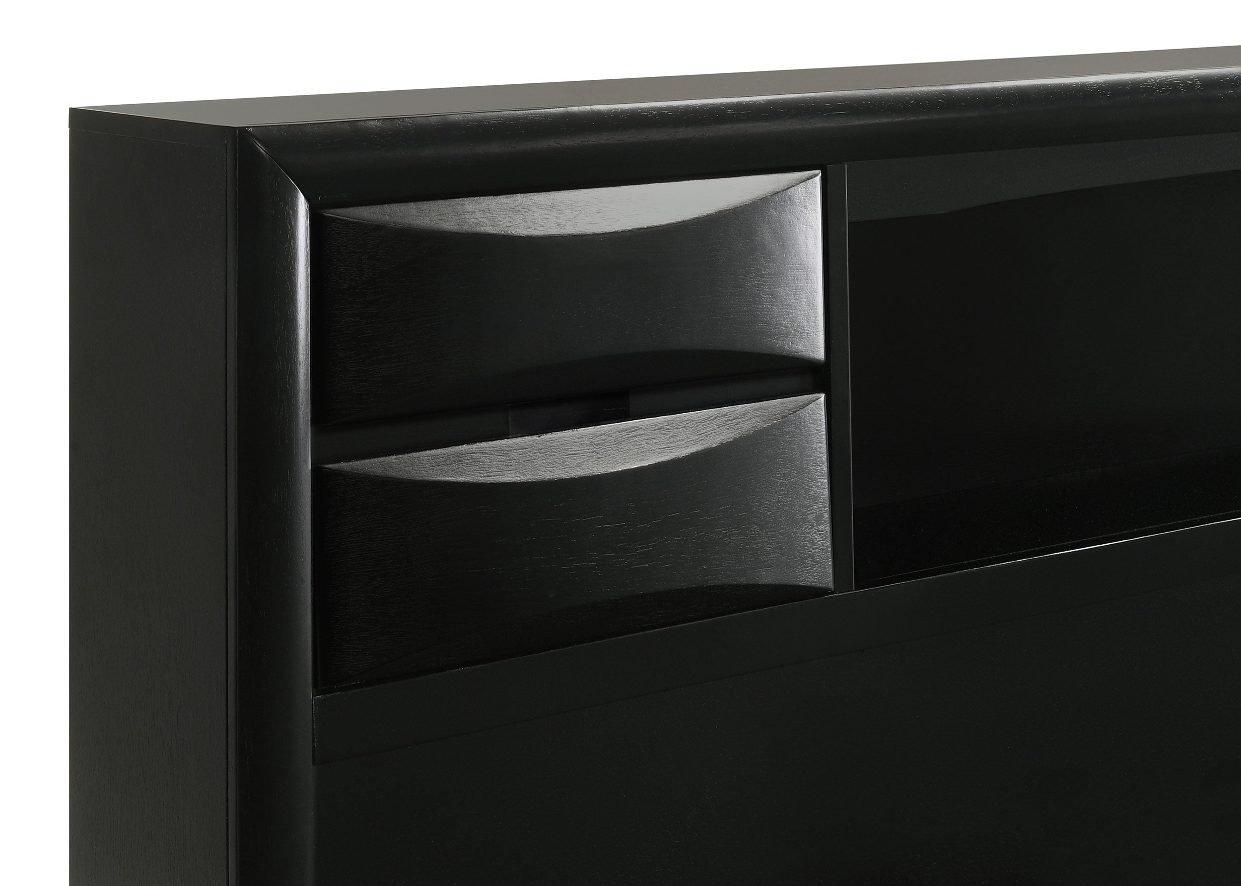 Briana Wood California King Storage Bookcase Bed Black