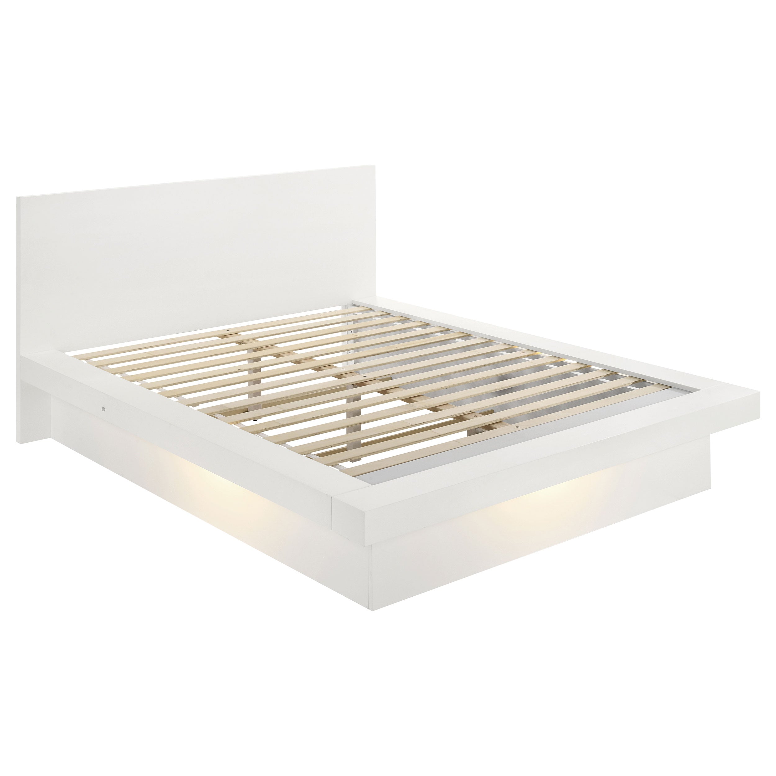 Jessica Wood Queen LED Panel Bed Cream White