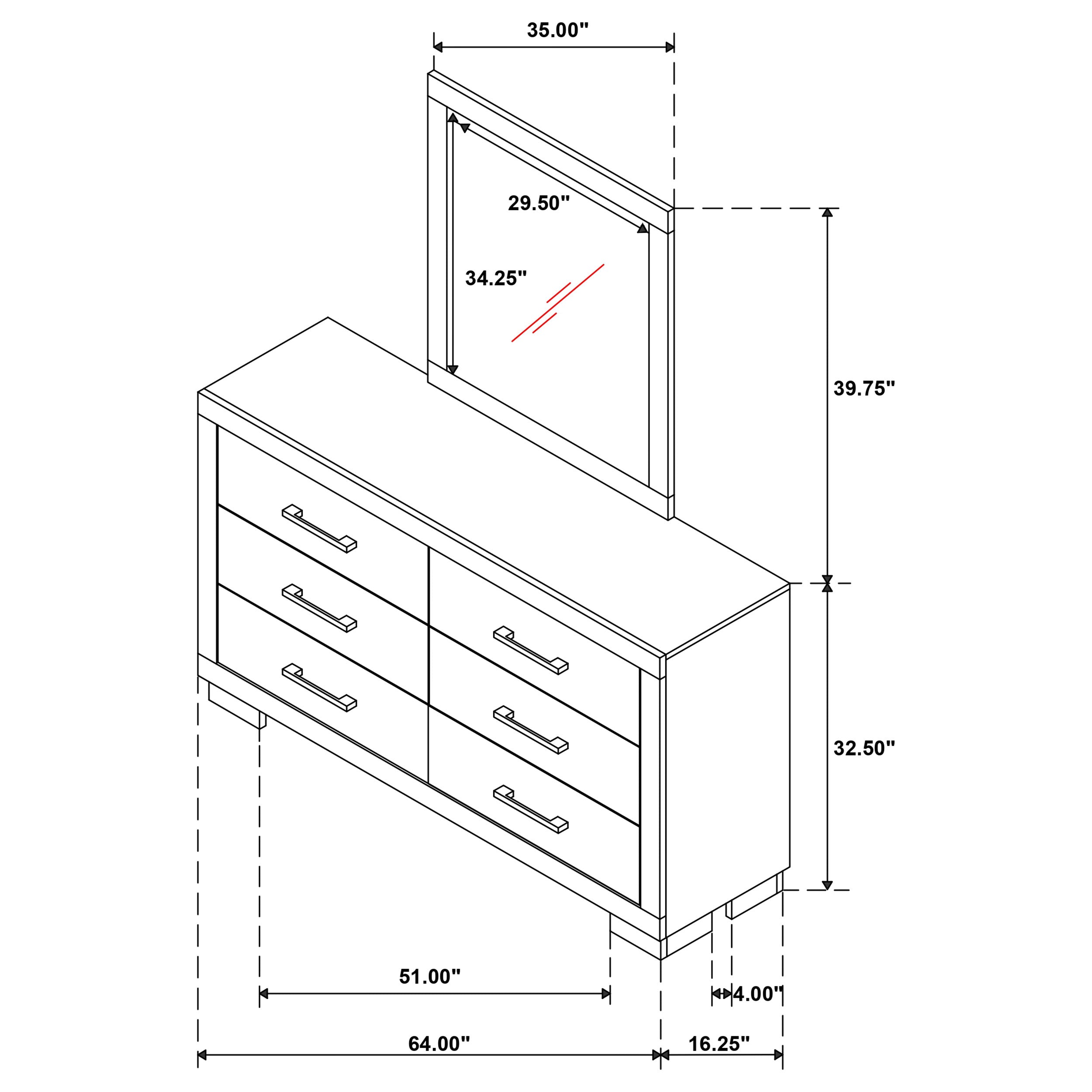 Jessica 6-drawer Dresser with Mirror White