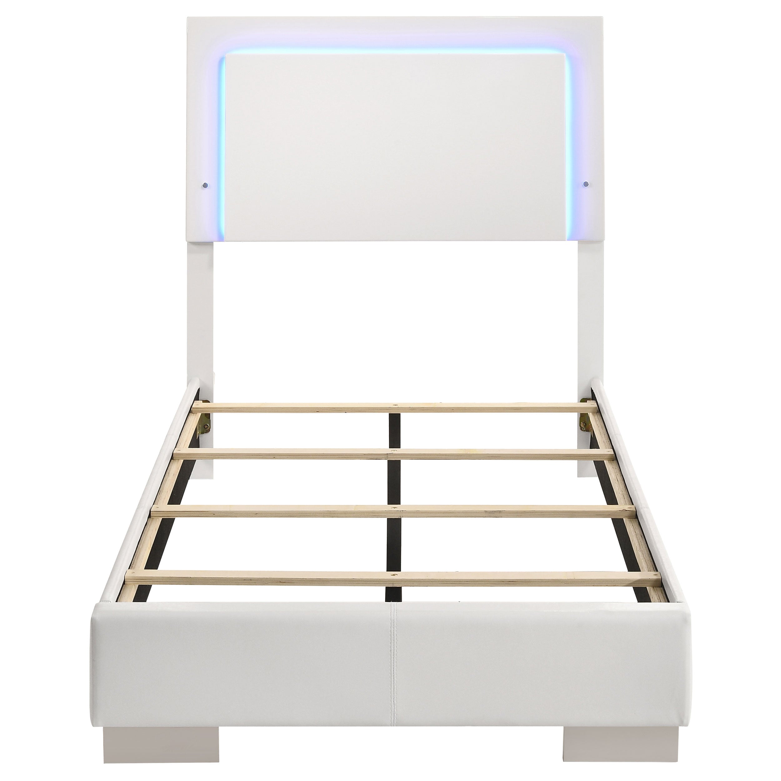 Felicity  Panel Bed with LED Lighting Glossy White