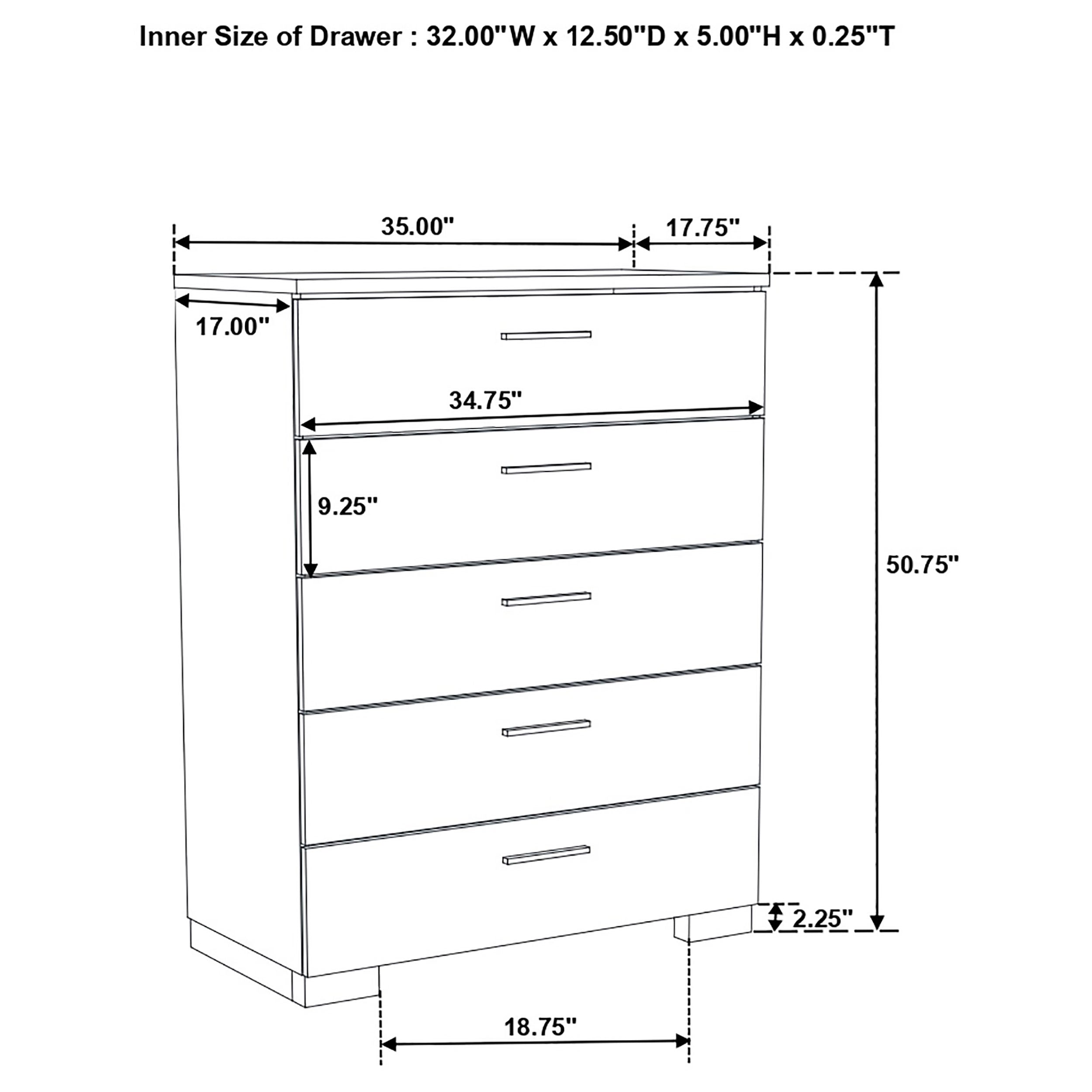 Felicity 5-drawer Chest Glossy White