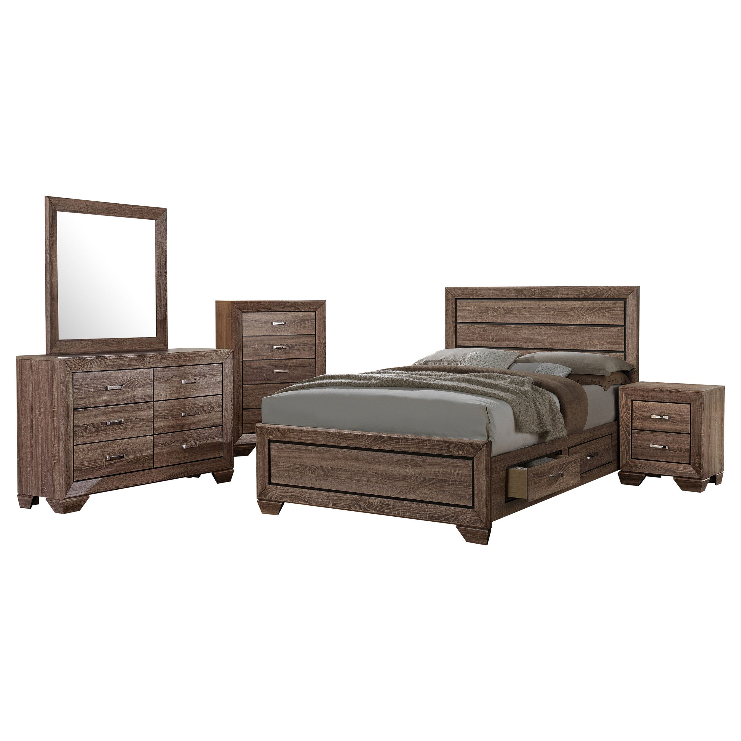 Kauffman Bedroom Set with High Straight Headboard