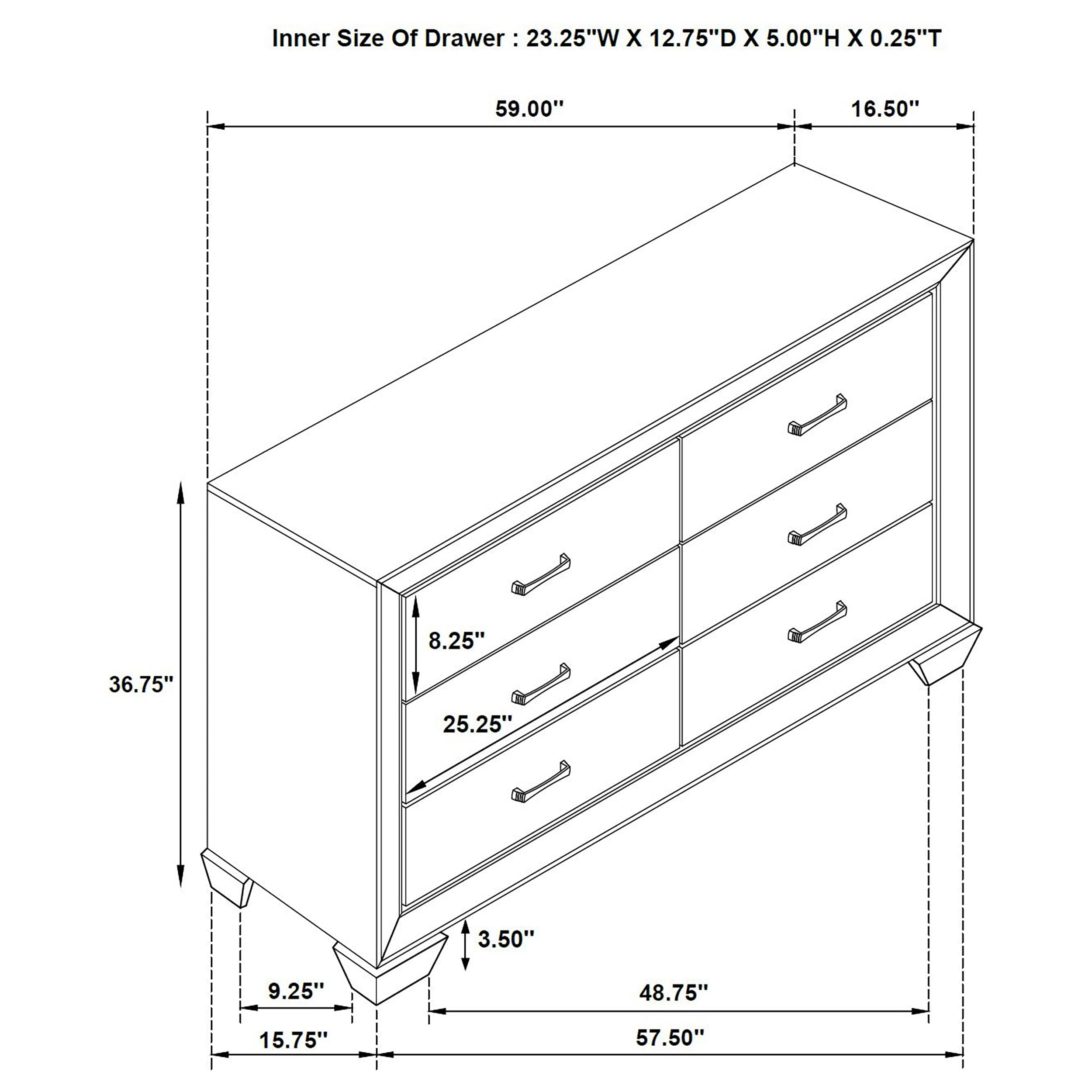 Kauffman 6-drawer Dresser with Mirror Washed Taupe