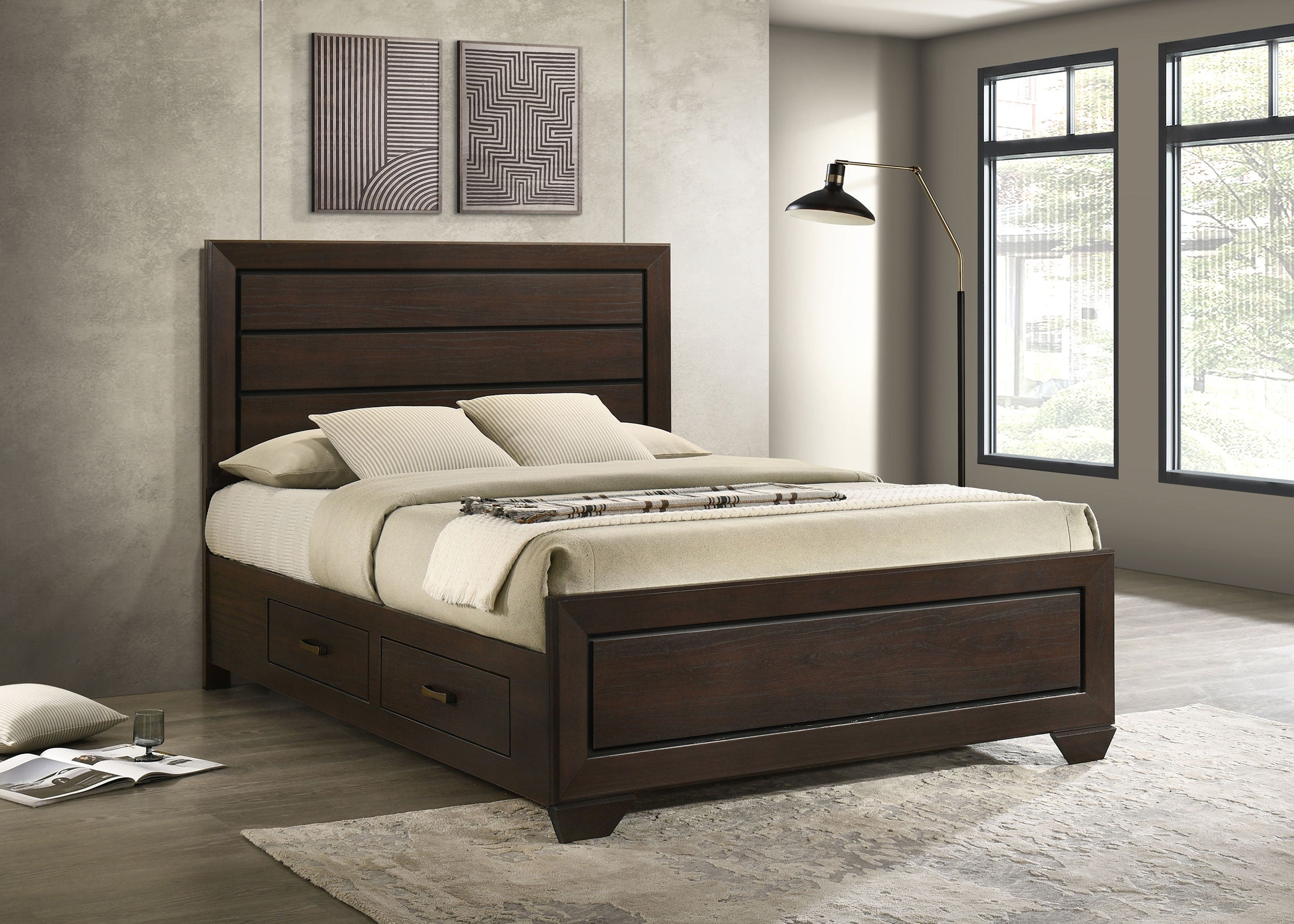 Kauffman Wood California King Panel Bed Dark Cocoa