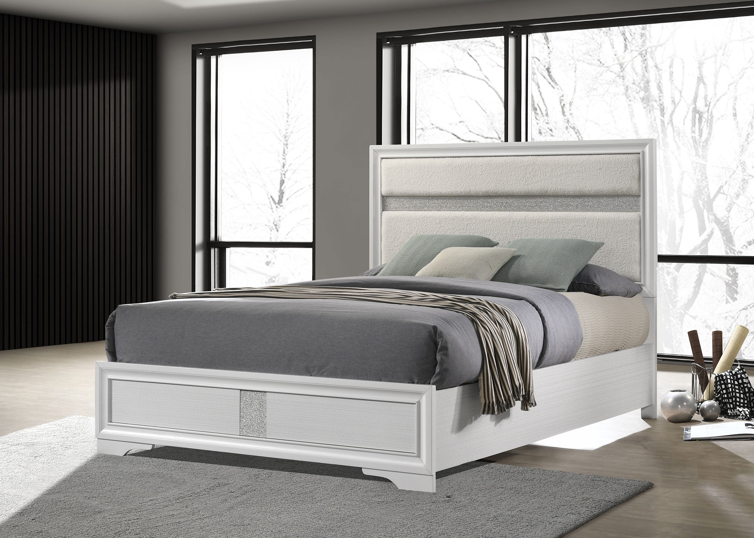 Miranda 55-inch Upholstered  Panel Bed White