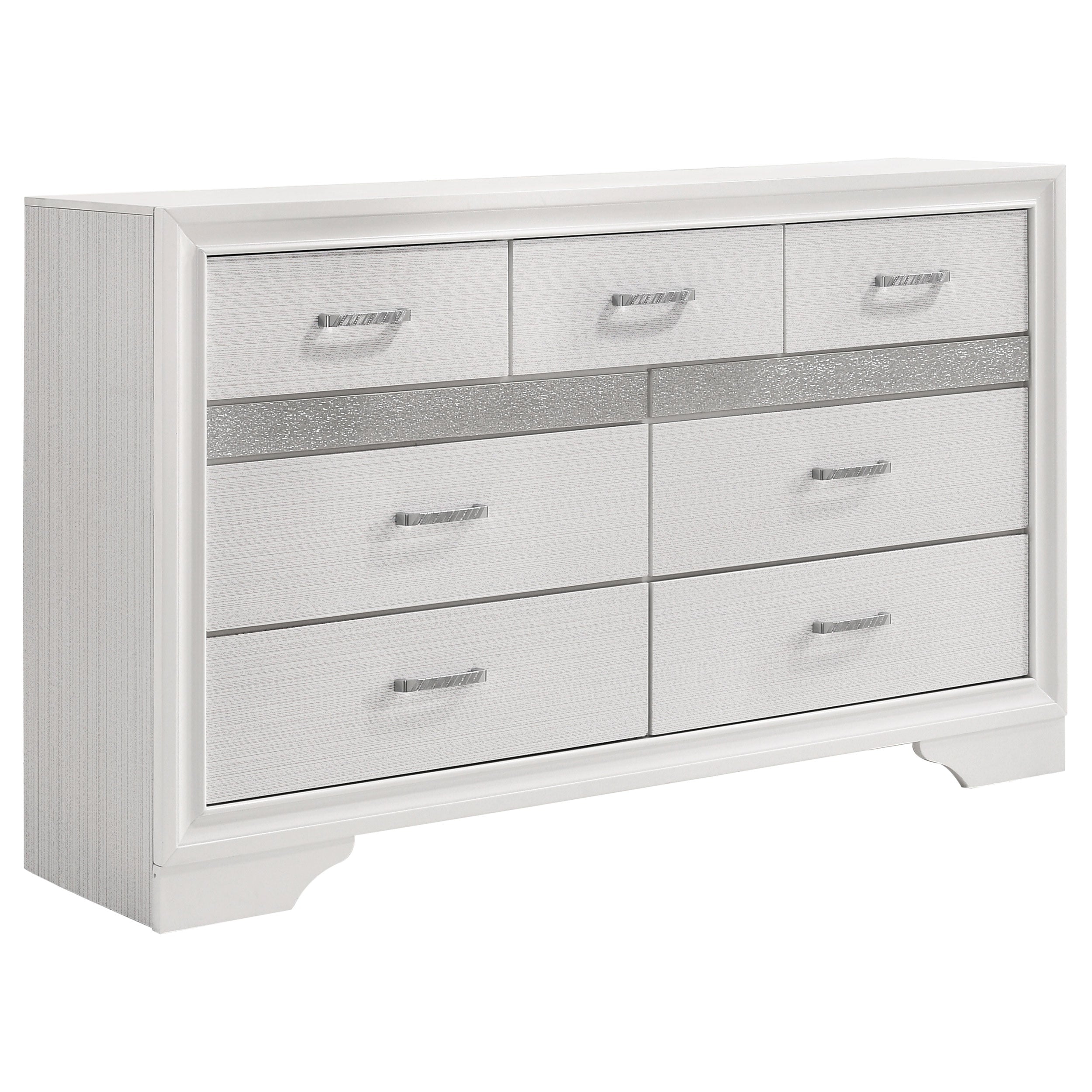 Miranda 7-drawer Dresser White and Rhinestone