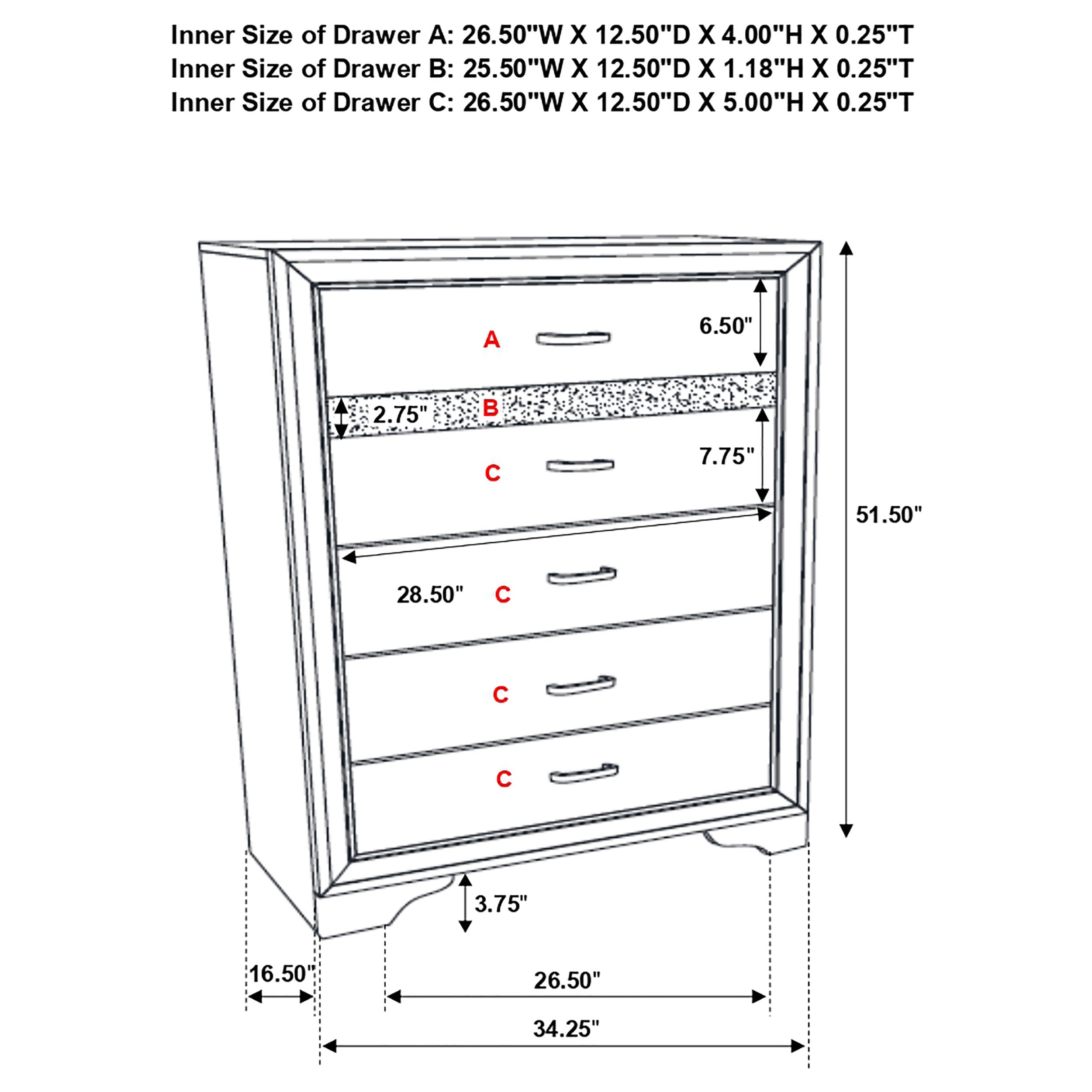 Miranda 5-drawer Chest White and Rhinestone