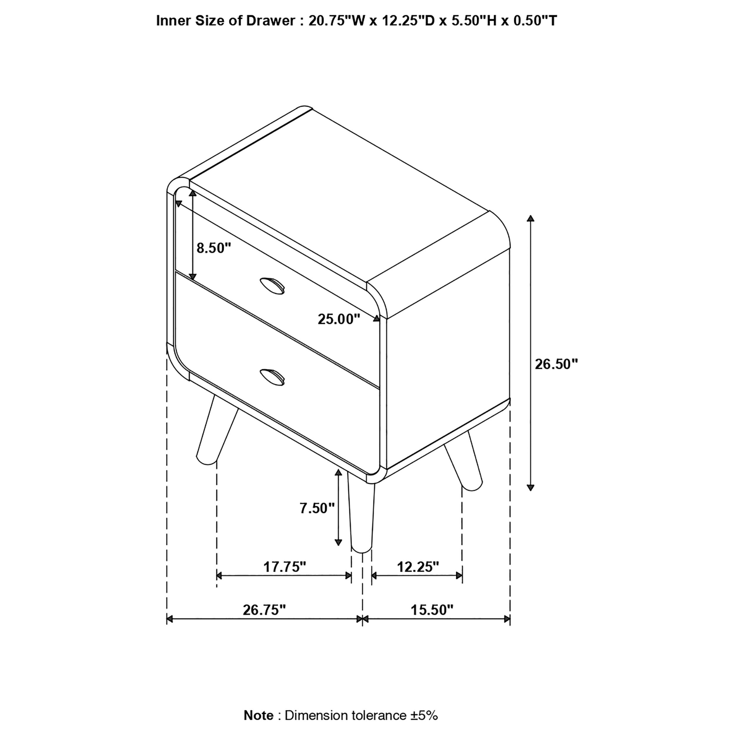 Robyn 2-drawer Nightstand Dark Walnut