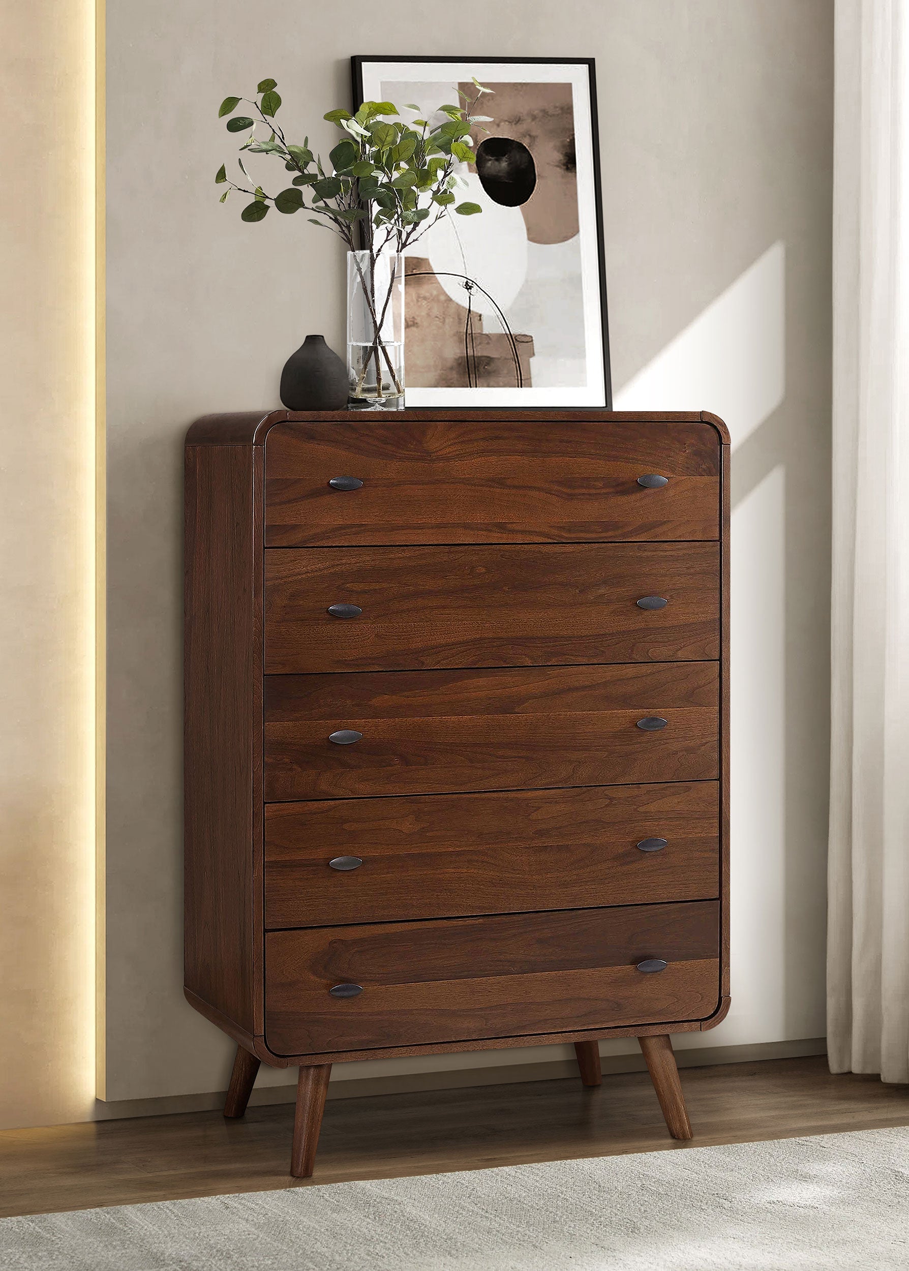 Robyn 5-drawer Chest Dark Walnut