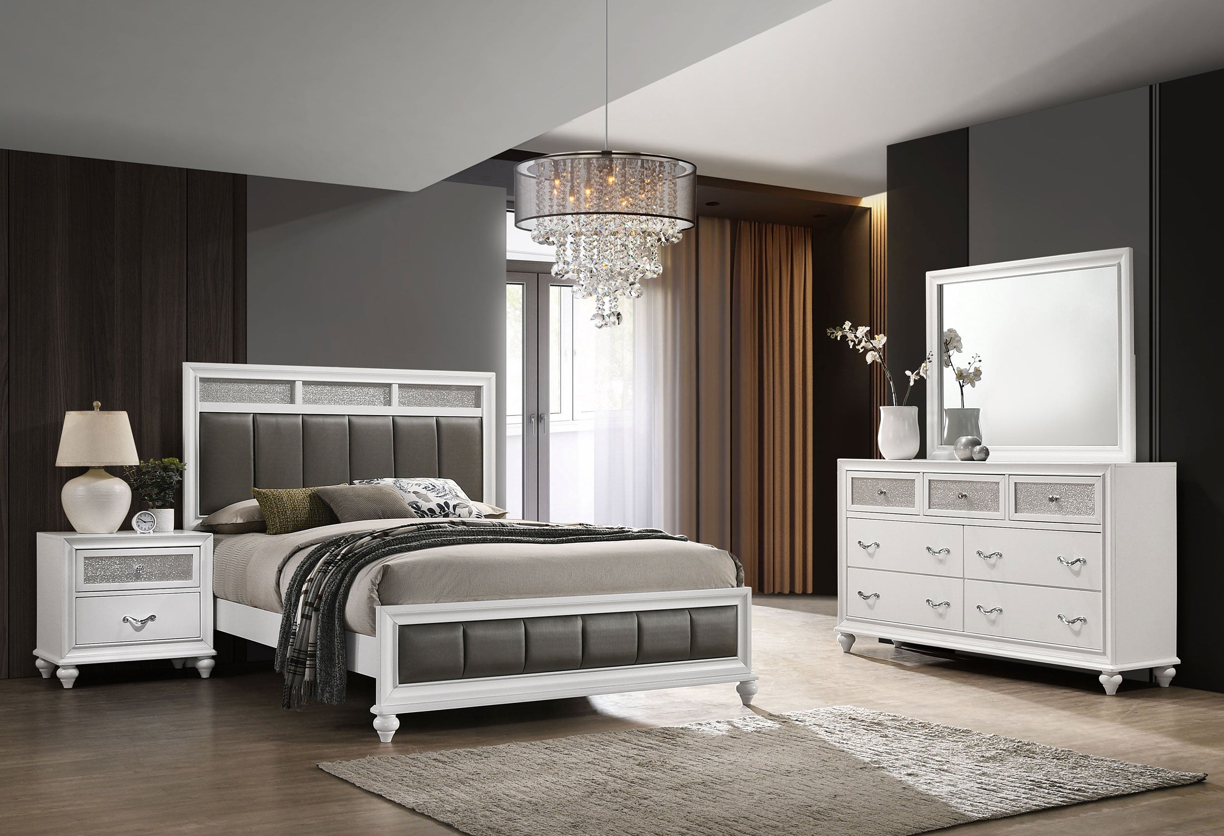 Barzini   Panel Bedroom Set White