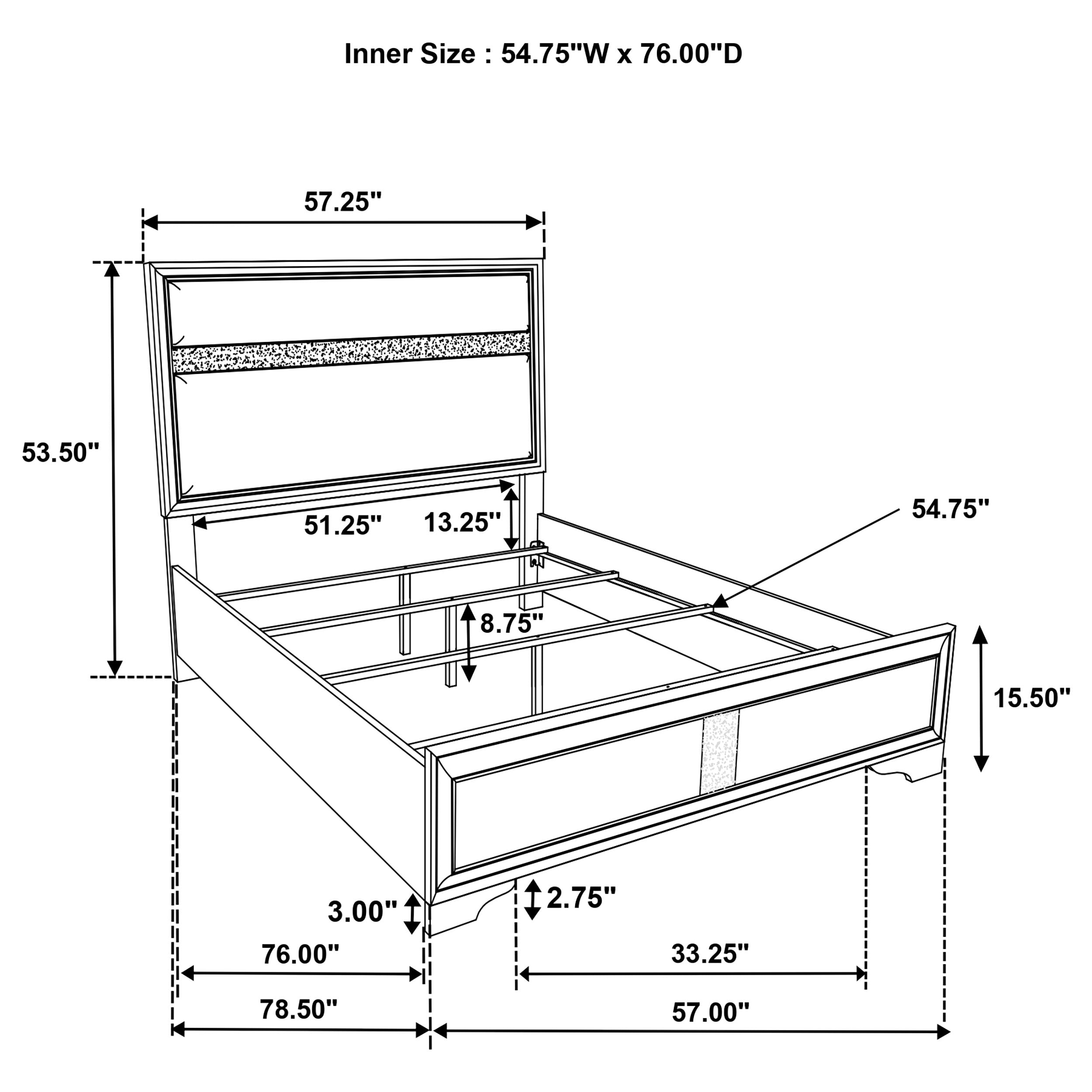 Miranda 54-inch Upholstered Panel Bed