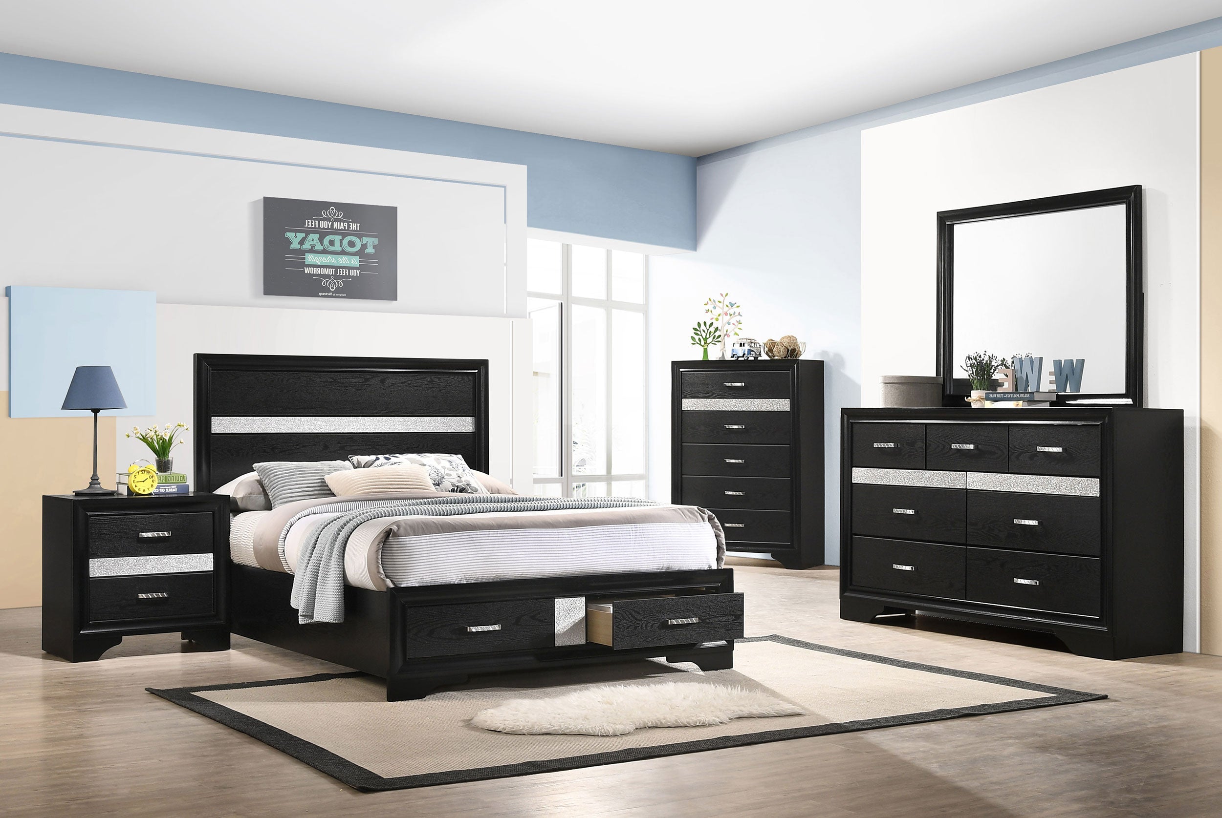 Miranda  2-drawer Storage Bed Black