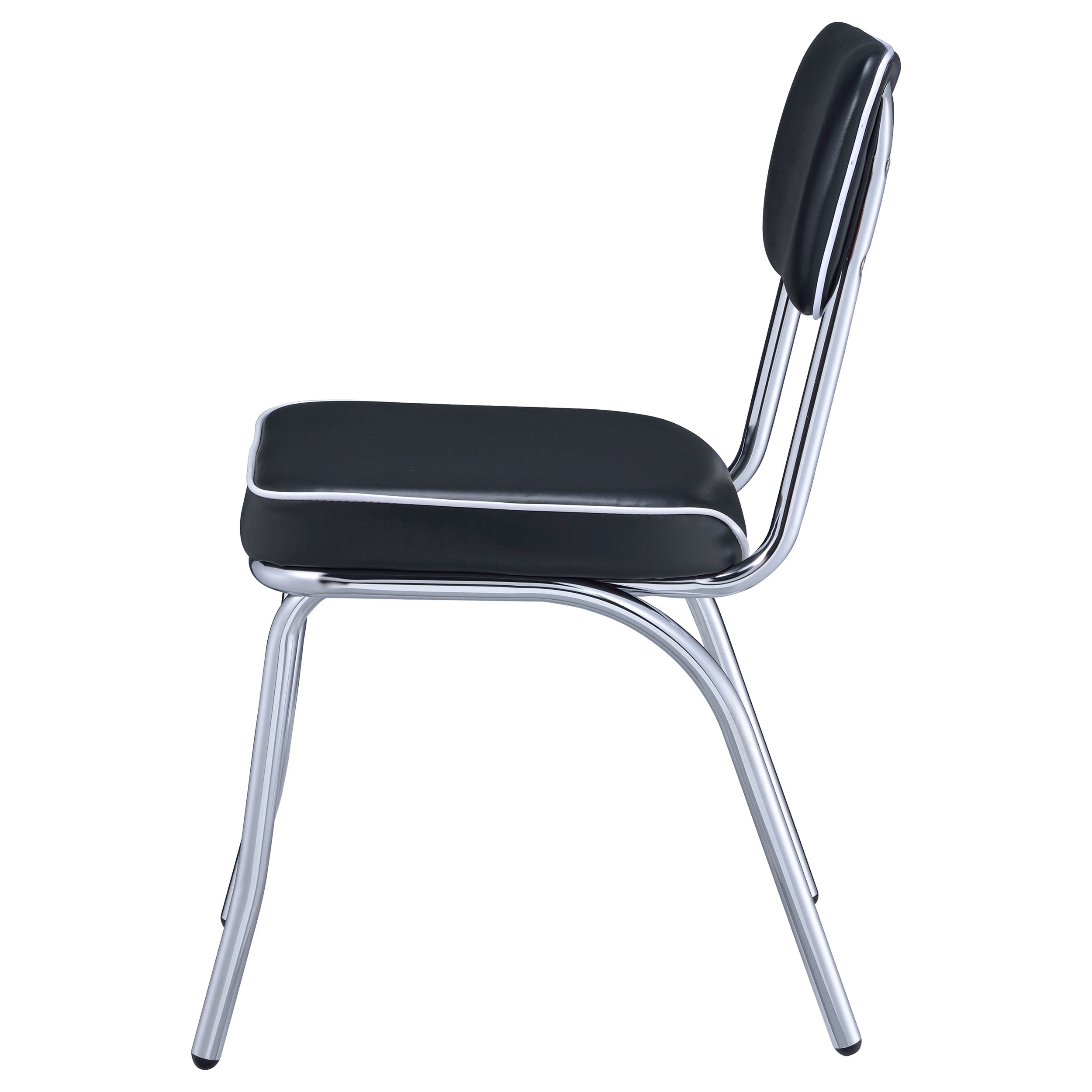 Retro Open Back Side Chairs Black and Chrome (Set of 2)