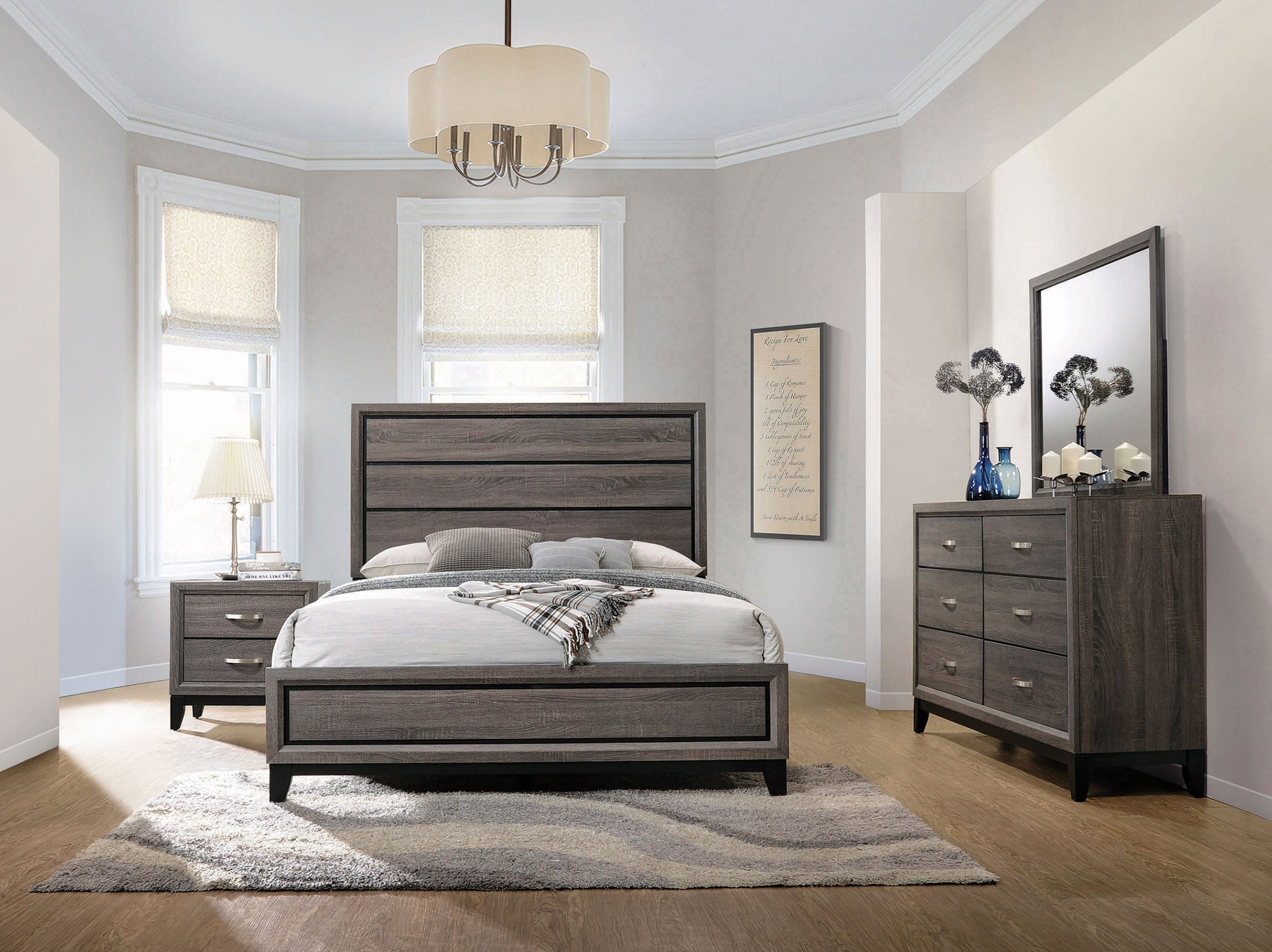 Watson Bedroom Set Grey Oak and Black