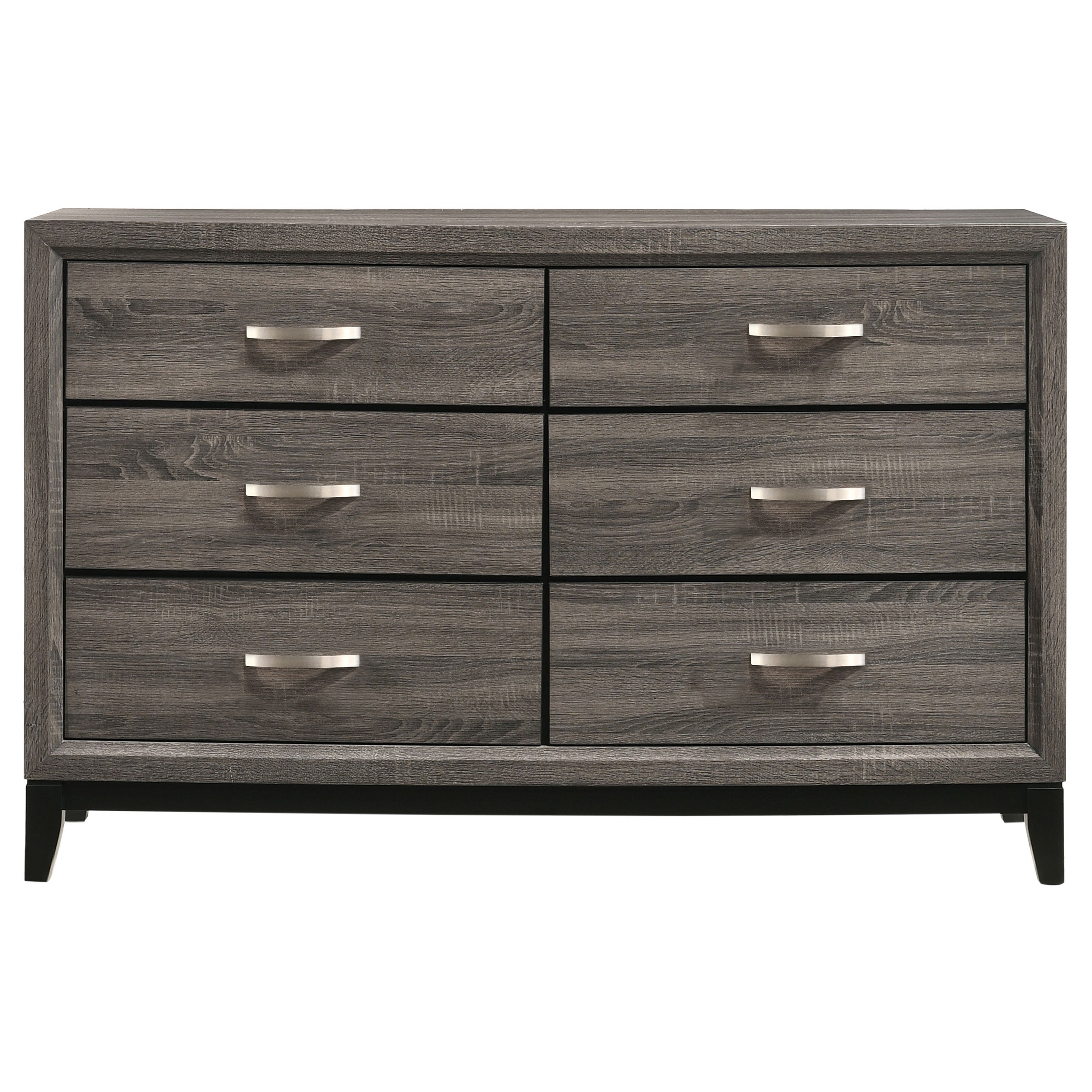 Watson 6-drawer Dresser Grey Oak and Black