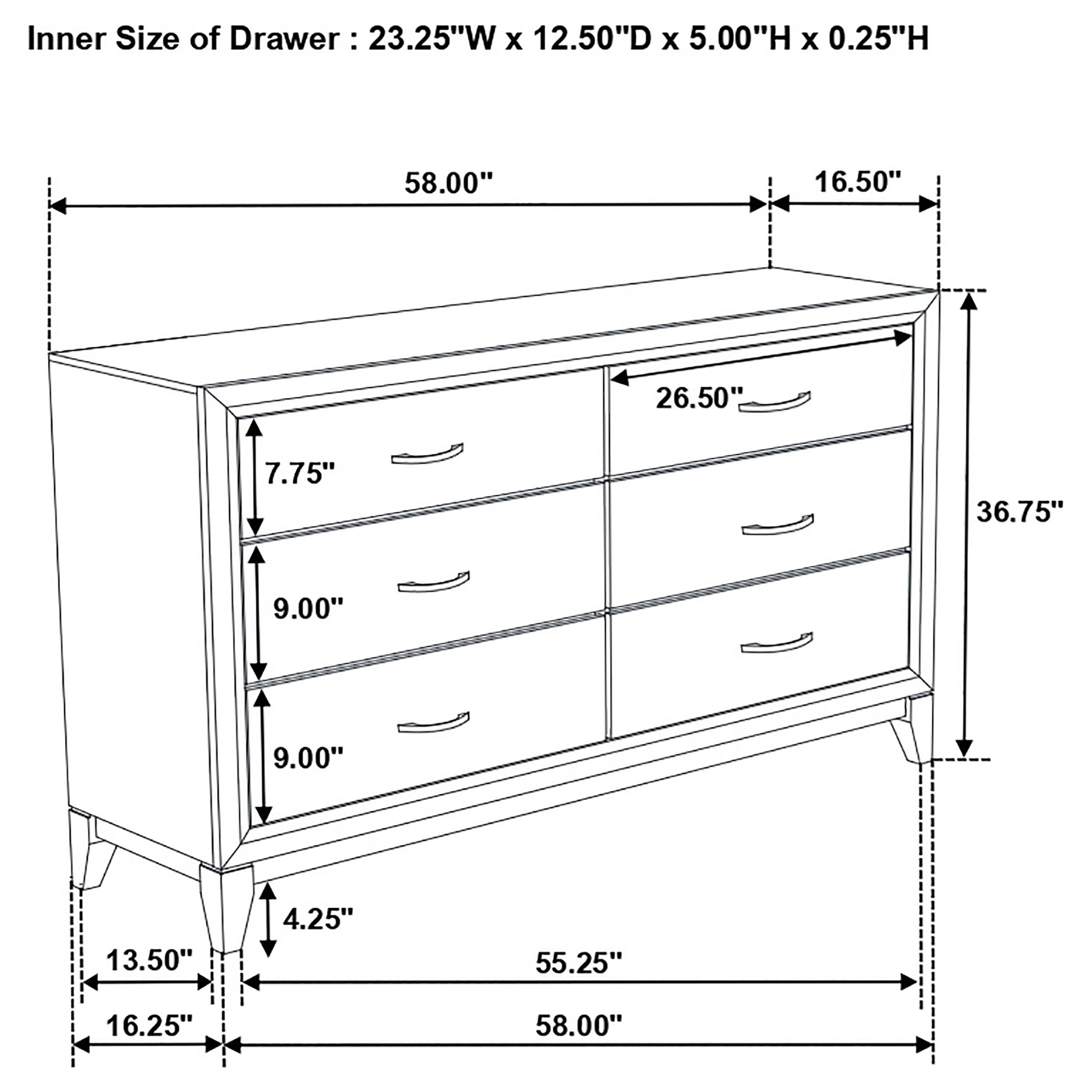 Watson 6-drawer Dresser Grey Oak and Black