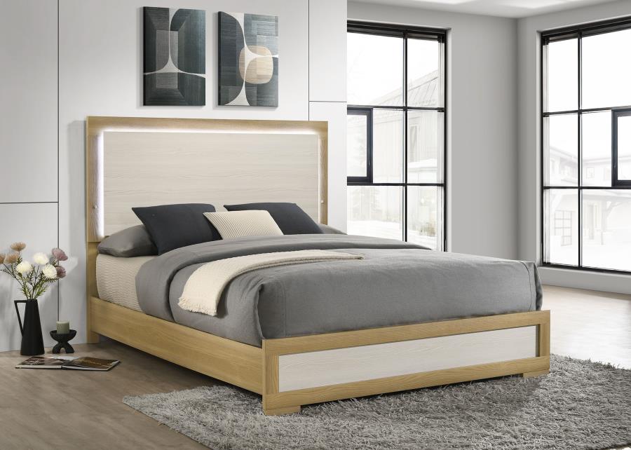 Hyland Wood LED Panel Bed Natural and