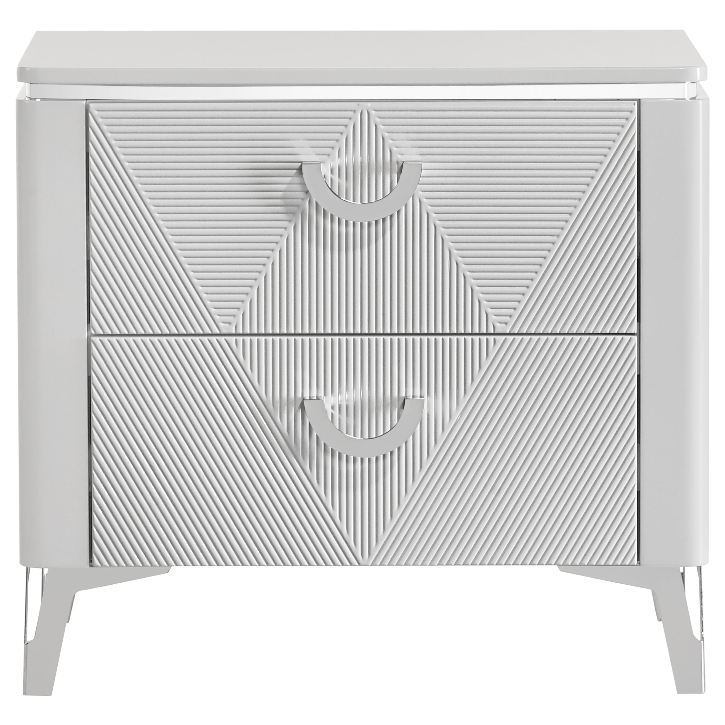 Cassia 2-drawer Nightstand Bedside Table White High Gloss