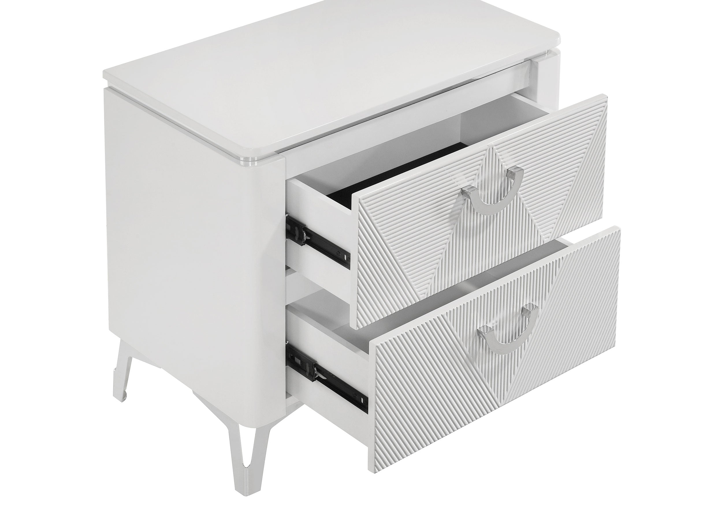Cassia 2-drawer Nightstand Bedside Table White High Gloss