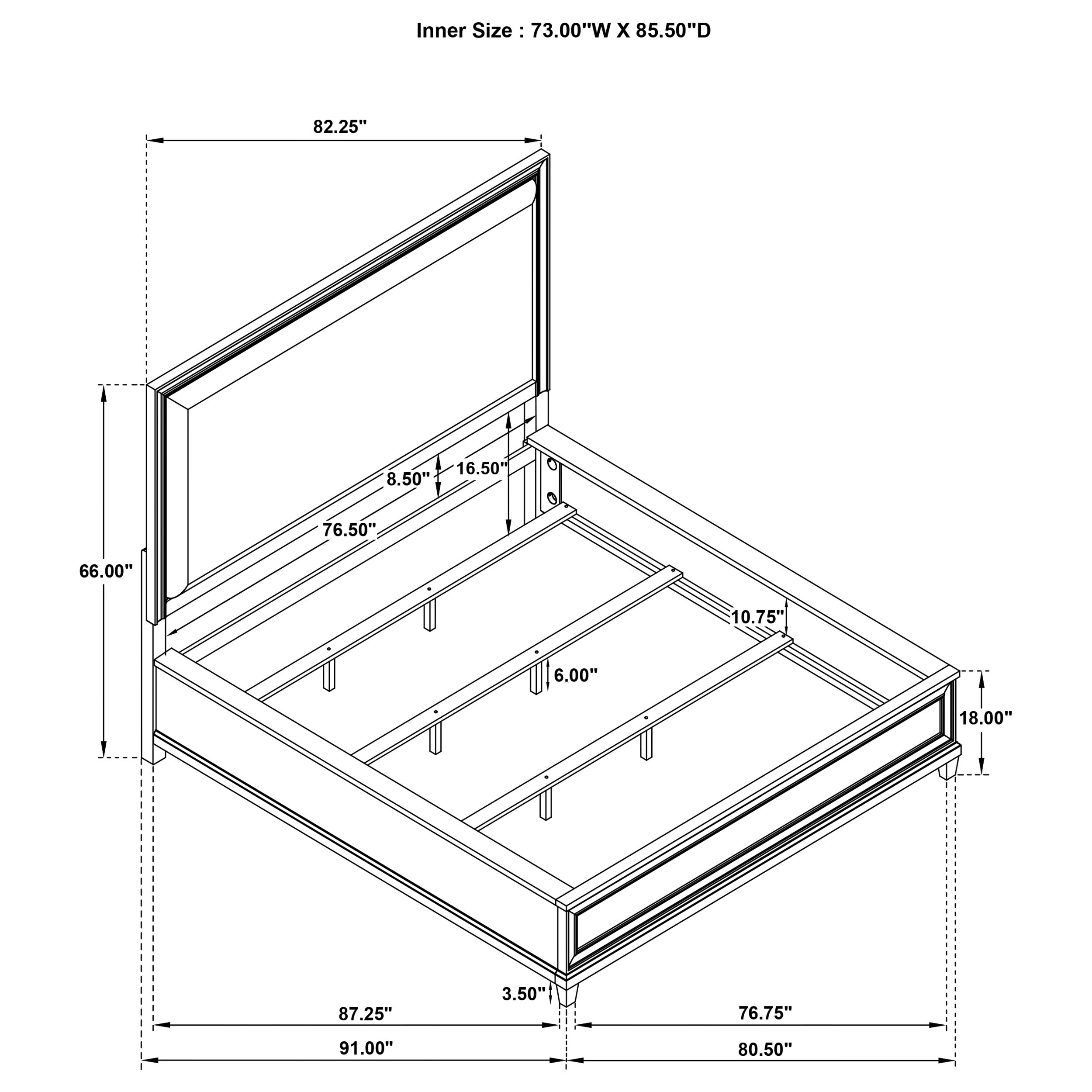 Pembroke 66-inch Panel Bed Washed Oak