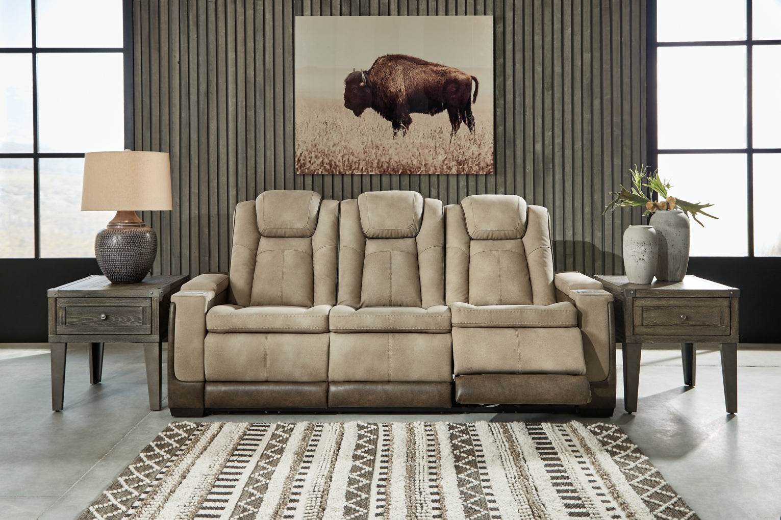 Next-Gen Durapella Power Reclining Sofa with Adjustable Headrest