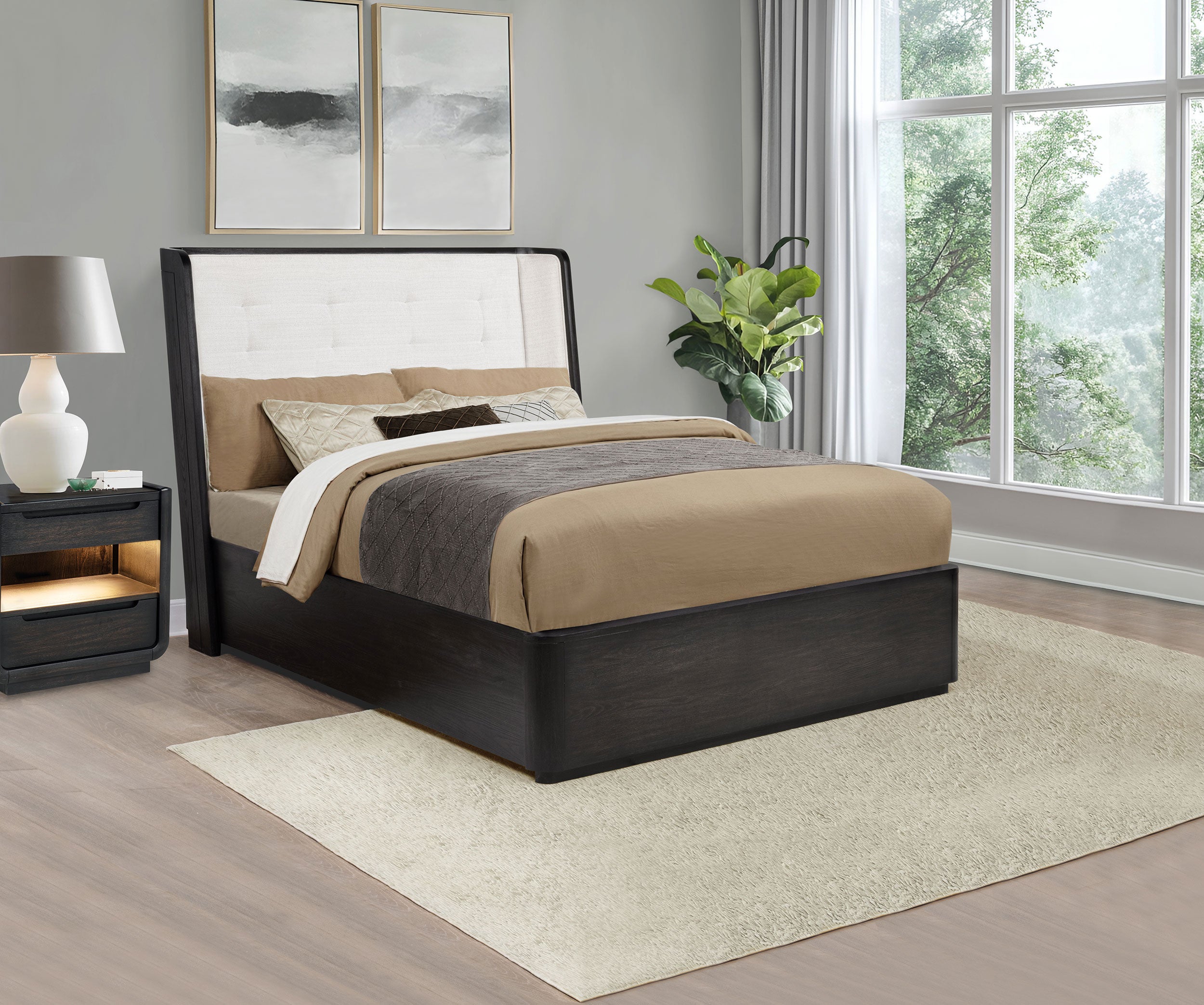 Leandro 55-inch Wingback Bed Burnished