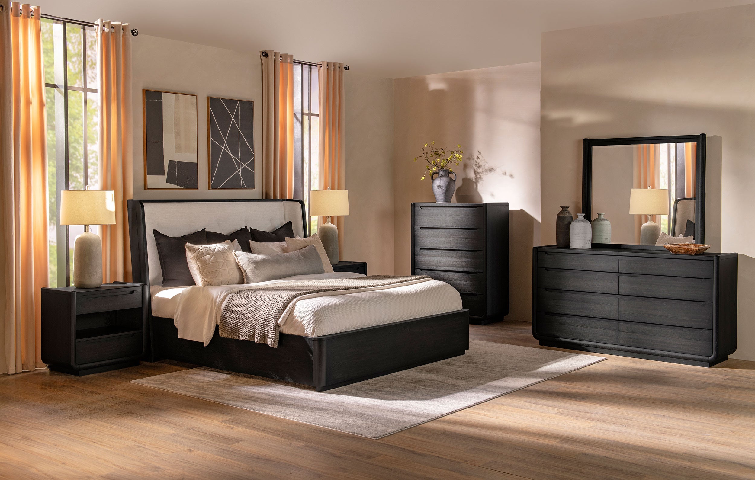 Leandro 55-inch Wingback Bed Burnished