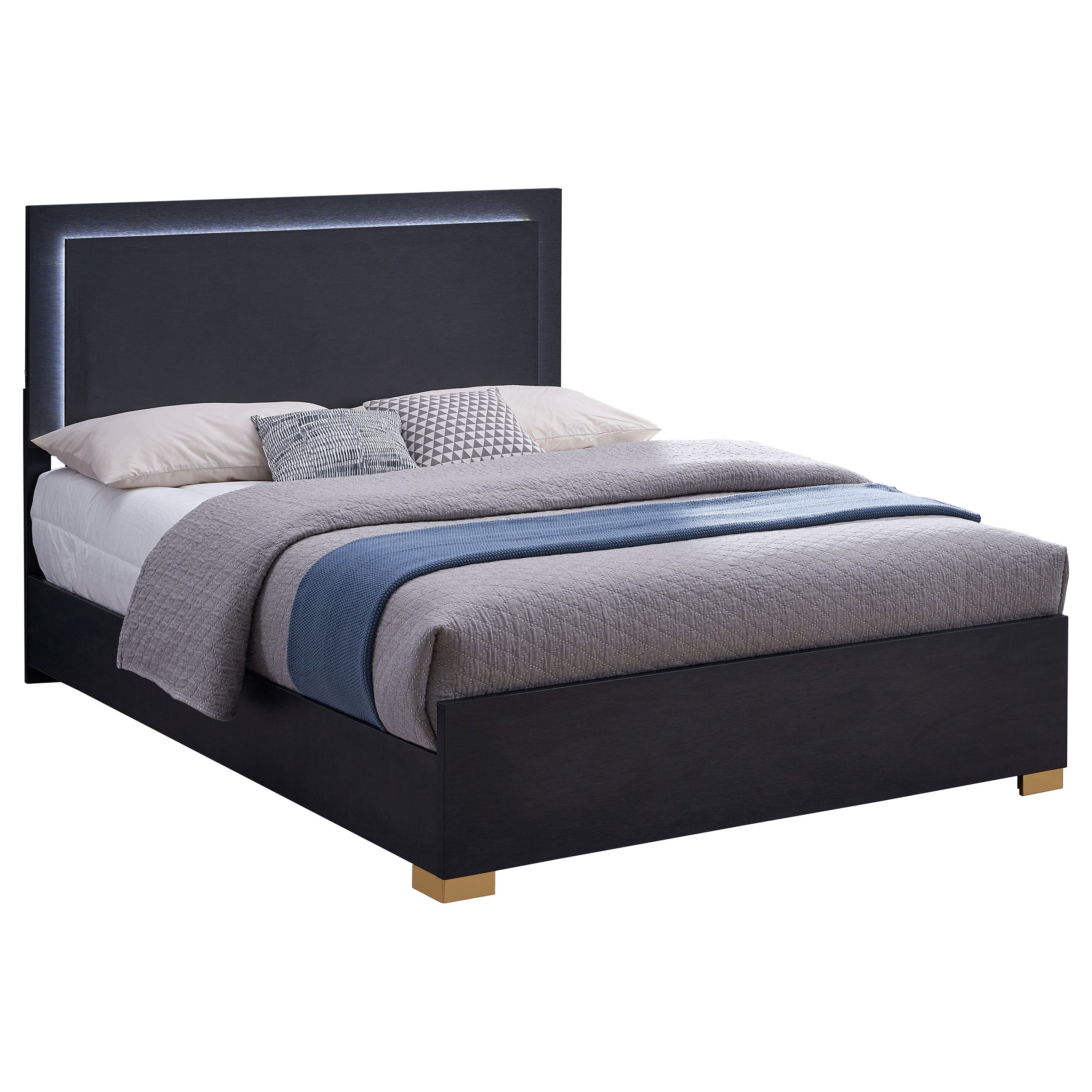 Marceline  Bed with LED Headboard Black