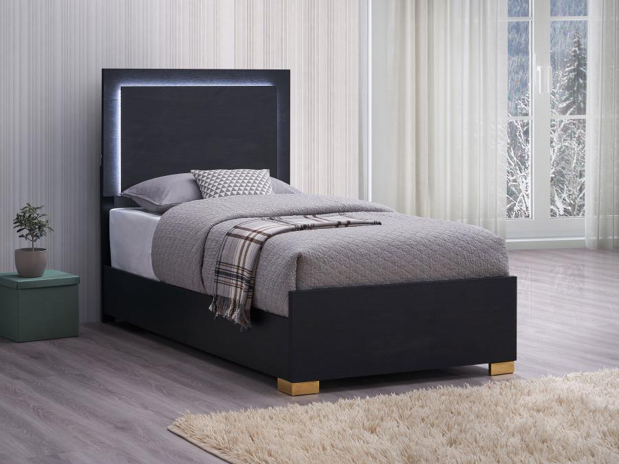 Marceline Wood LED Panel Bed