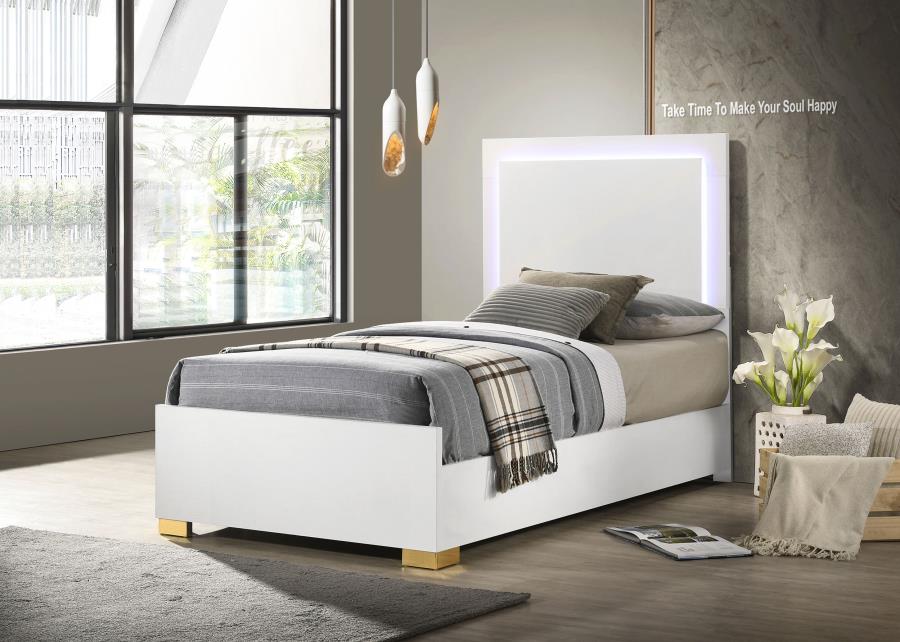 Marceline Wood LED Panel Bed