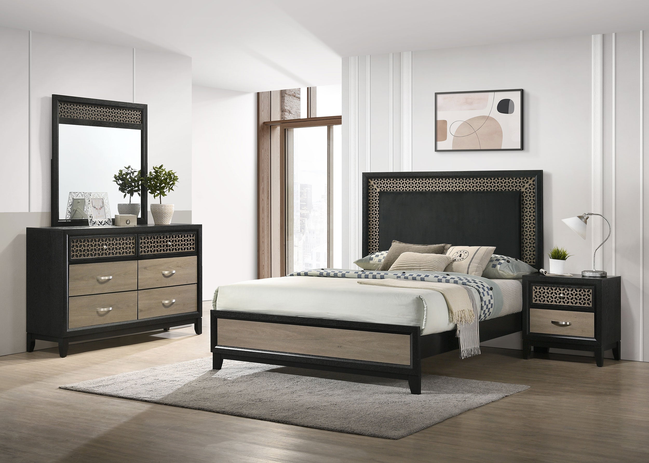 Valencia   Bedroom Set Light Brown and Black