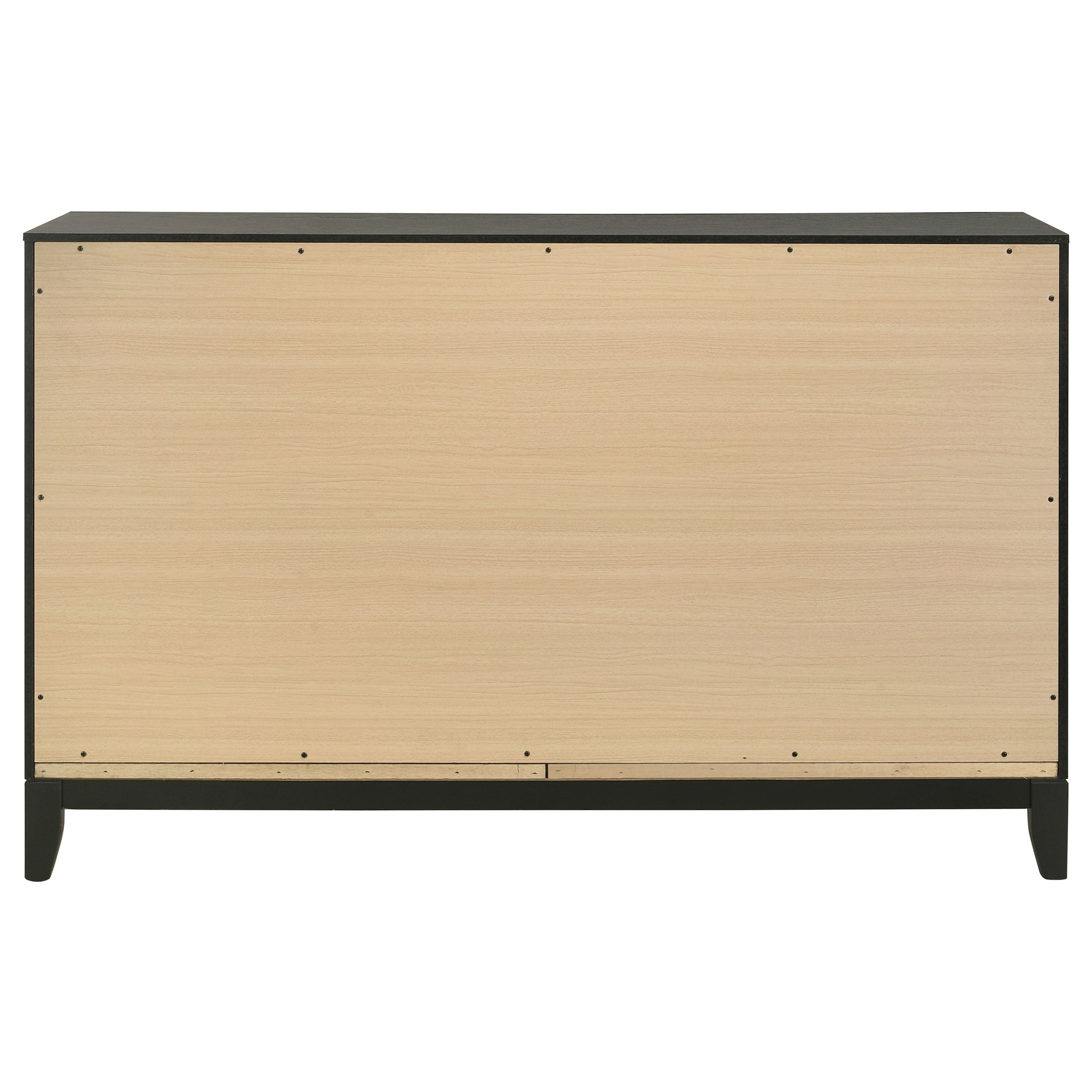 Valencia 6-drawer Dresser with Mirror Light Brown and Black