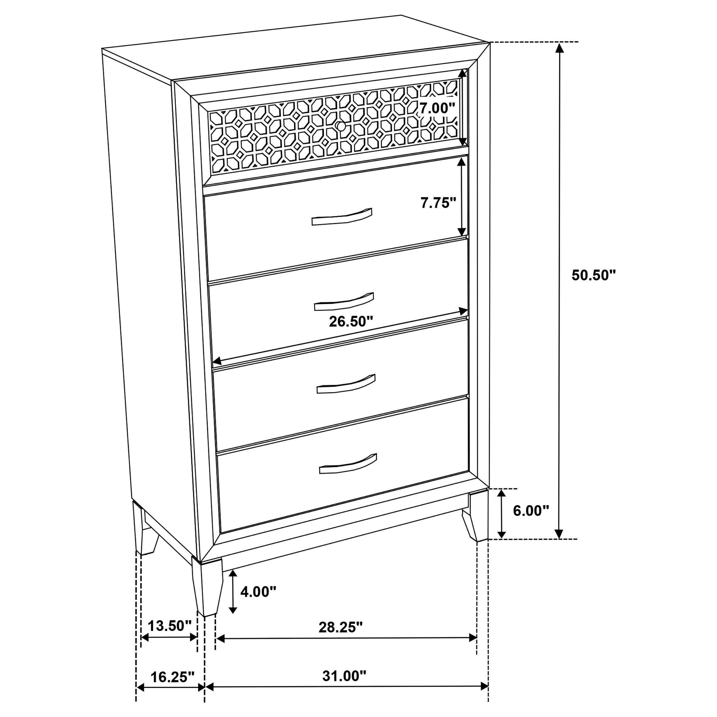 Valencia 5-drawer Chest Light Brown and Black