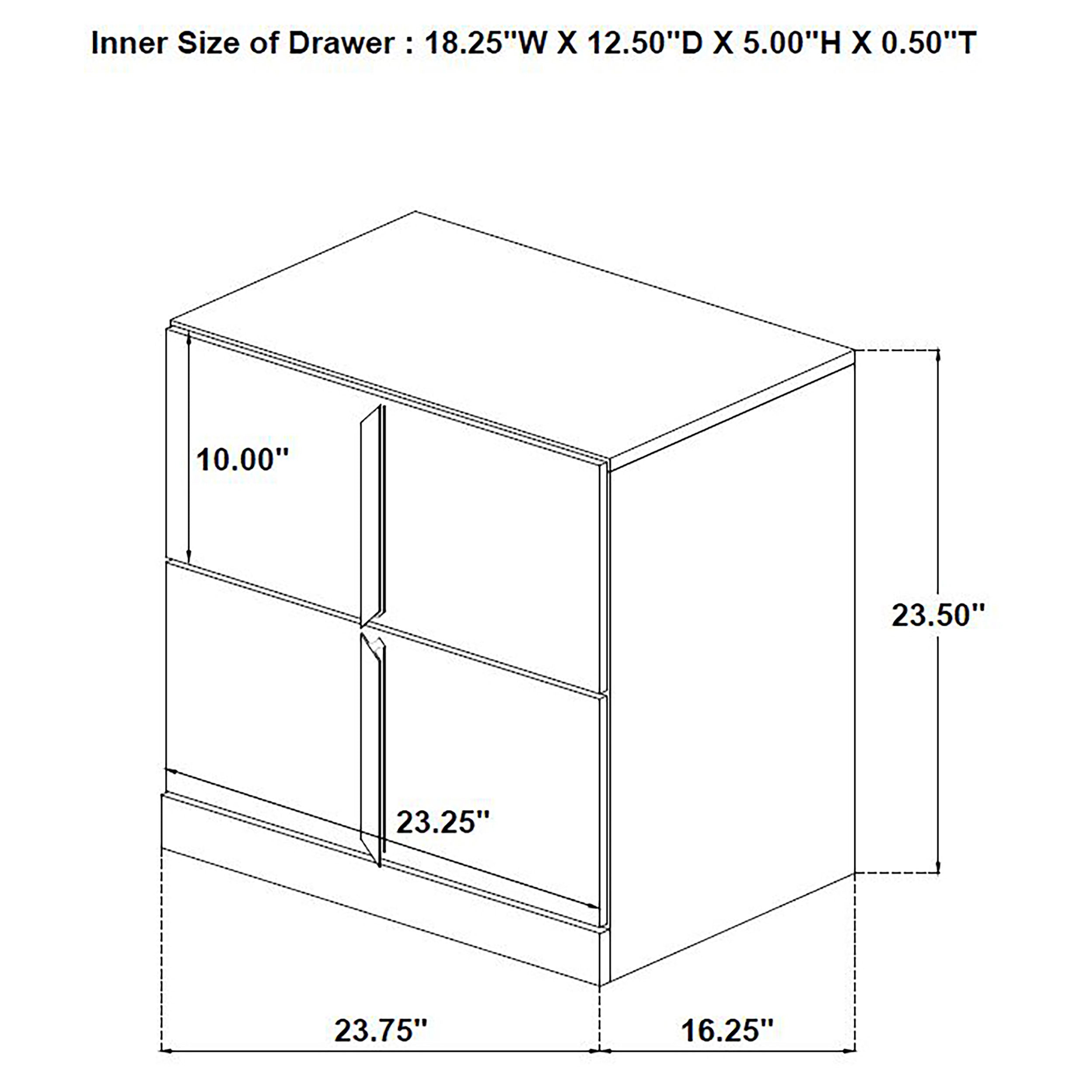 Ines 2-drawer Nightstand Bedside Table White High Gloss