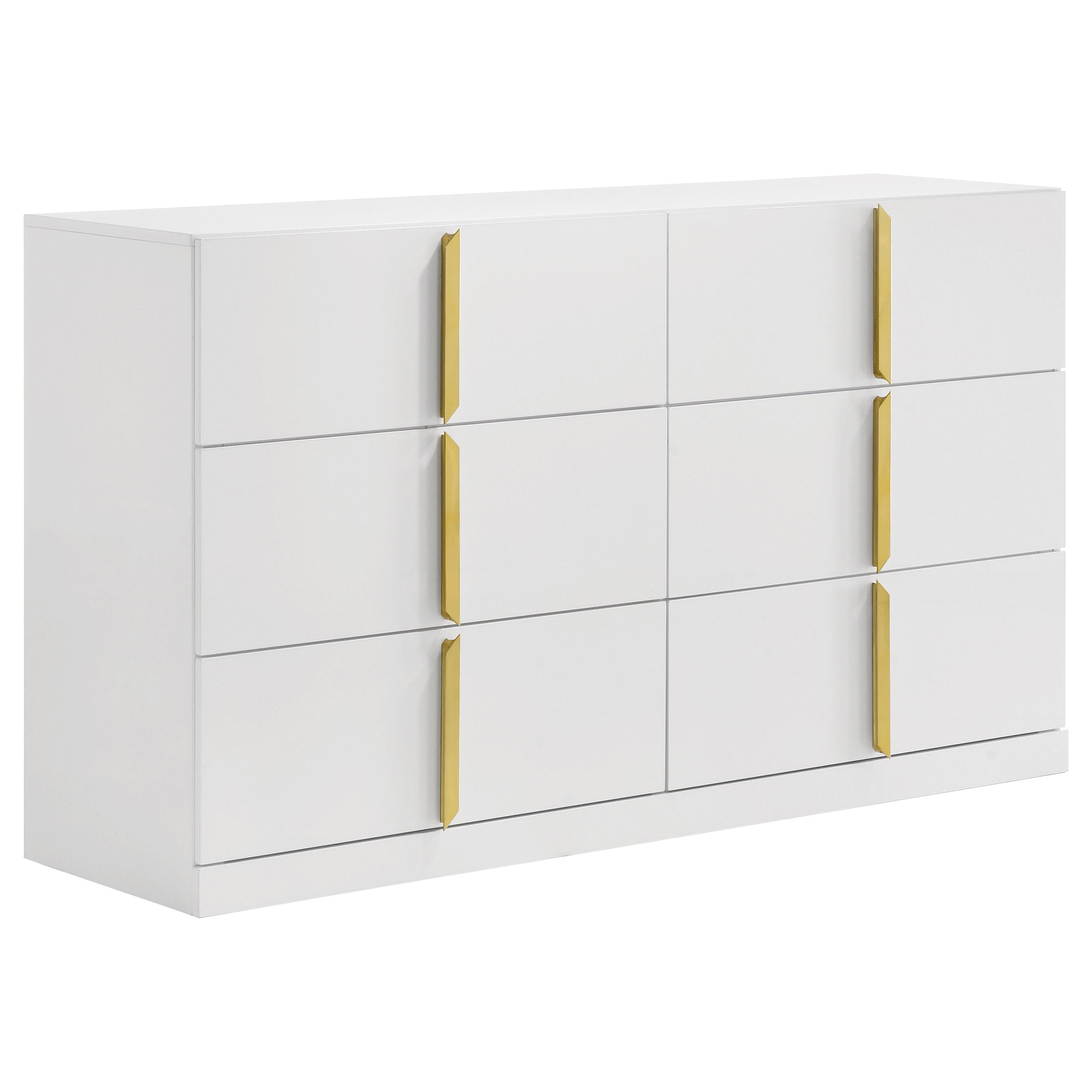 Ines 6-drawer Bedroom Dresser with Mirror Cabinet White High Gloss