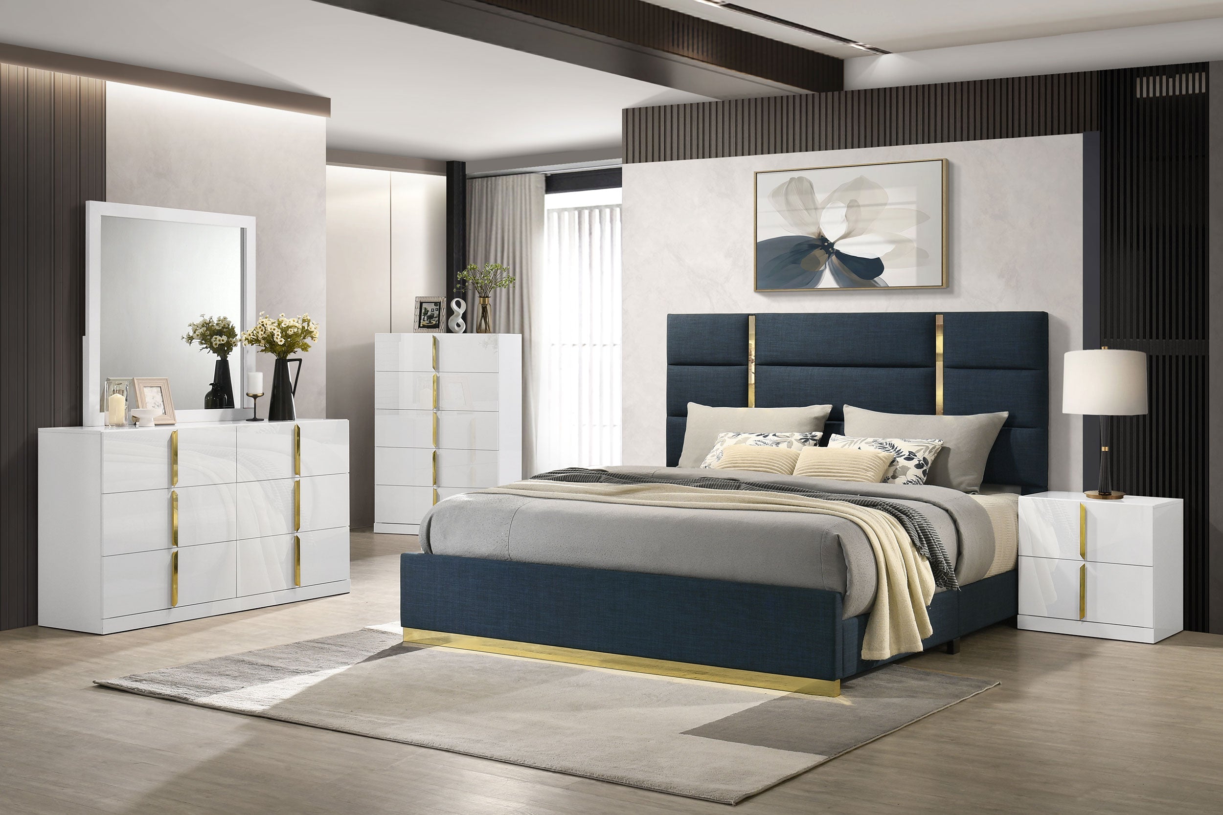 Ines 6-drawer Bedroom Dresser Cabinet White High Gloss