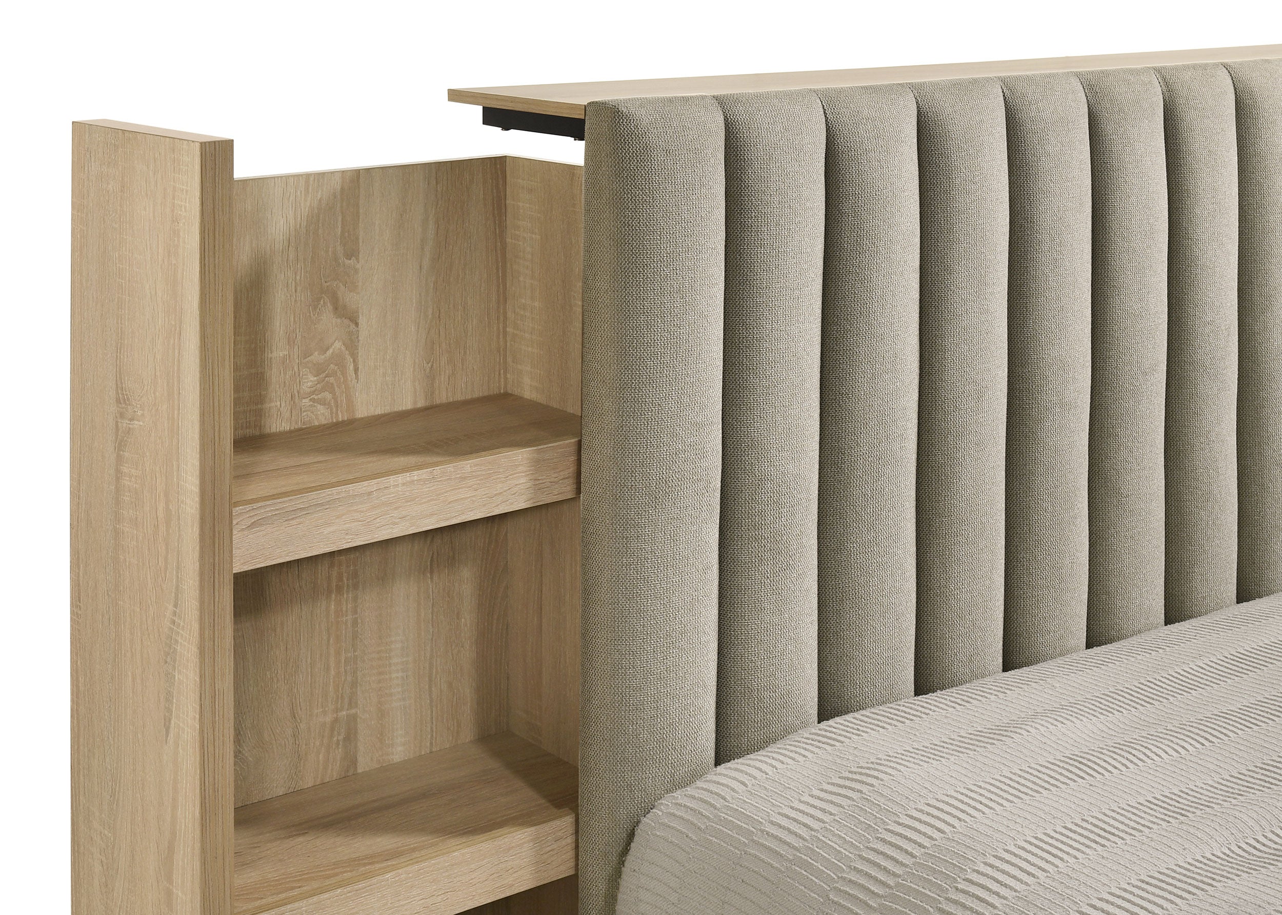 Arielle Bookcase Panel Storage Bed Light Oak