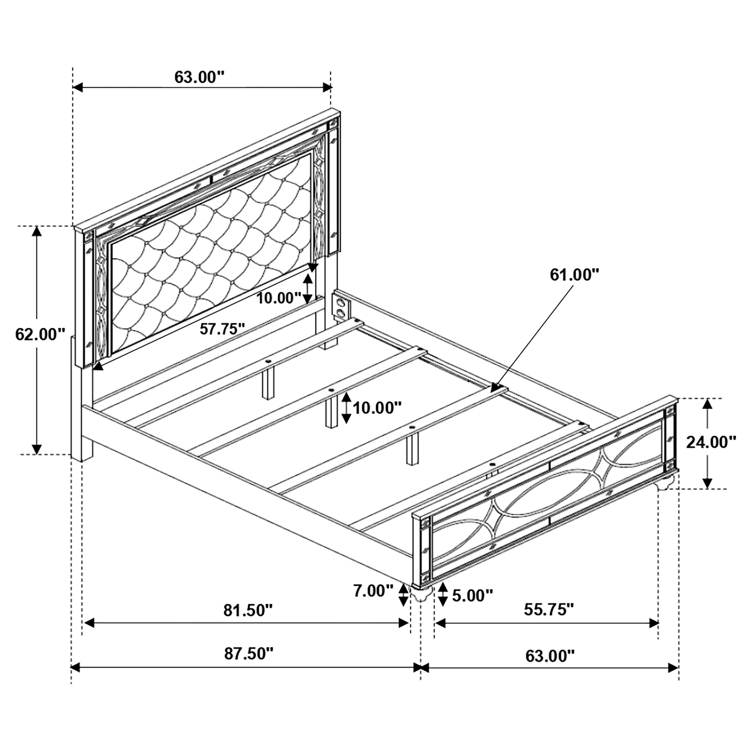 Gunnison  Panel Bed with LED Lighting Silver Metallic