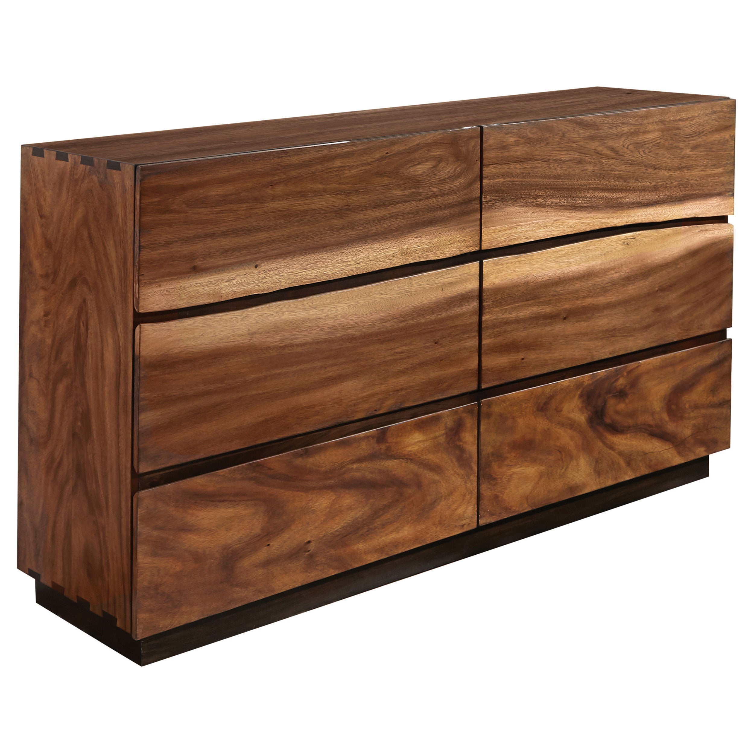 Winslow 6-drawer Dresser with Mirror Smokey Walnut and Coffee Bean