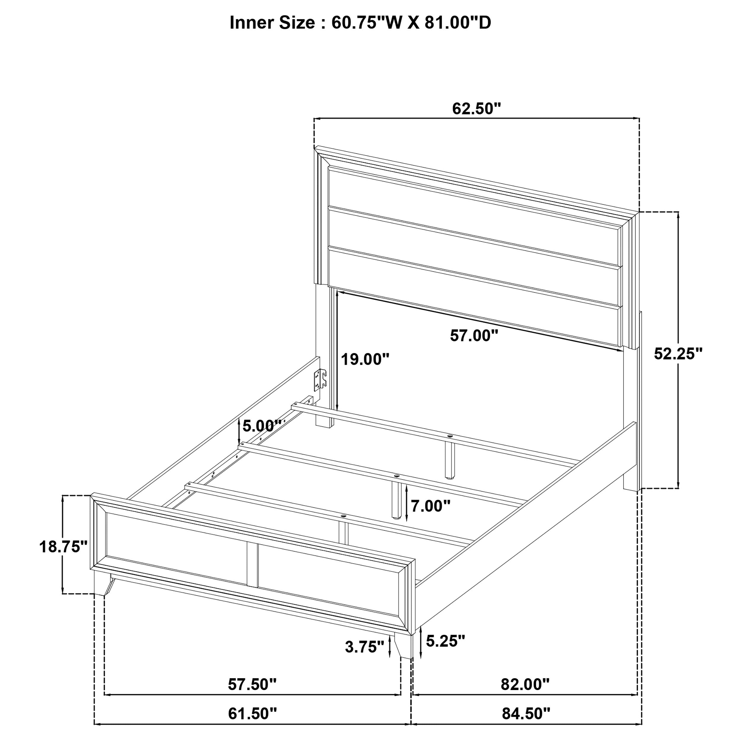 Welsley 50-inch Upholstered Queen Bed Walnut