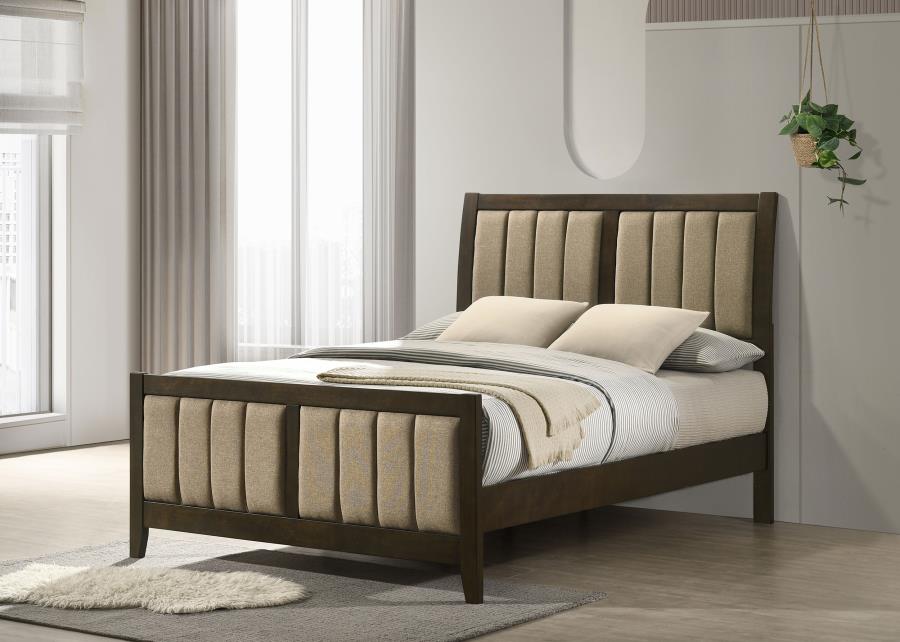 Wilkes 51-inch Upholstered Bed Dark Cocoa