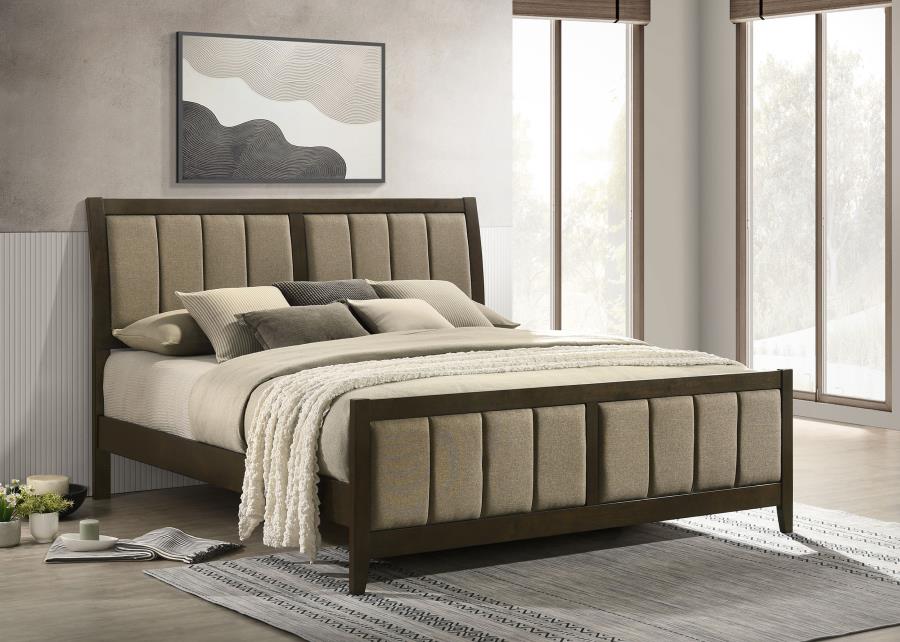 Wilkes 51-inch Upholstered Bed Dark Cocoa