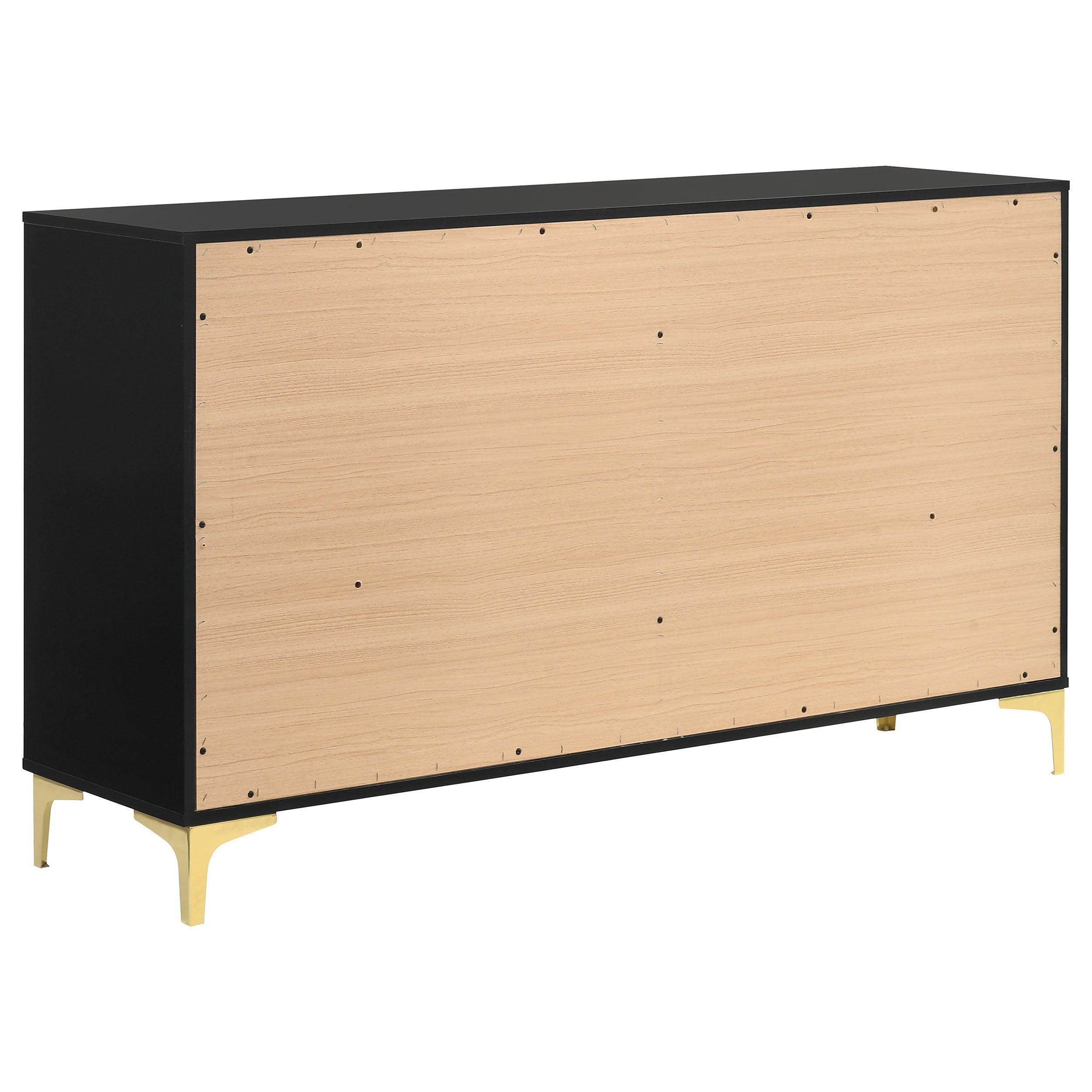 Kendall 6-drawer Dresser with Mirror Black and Gold