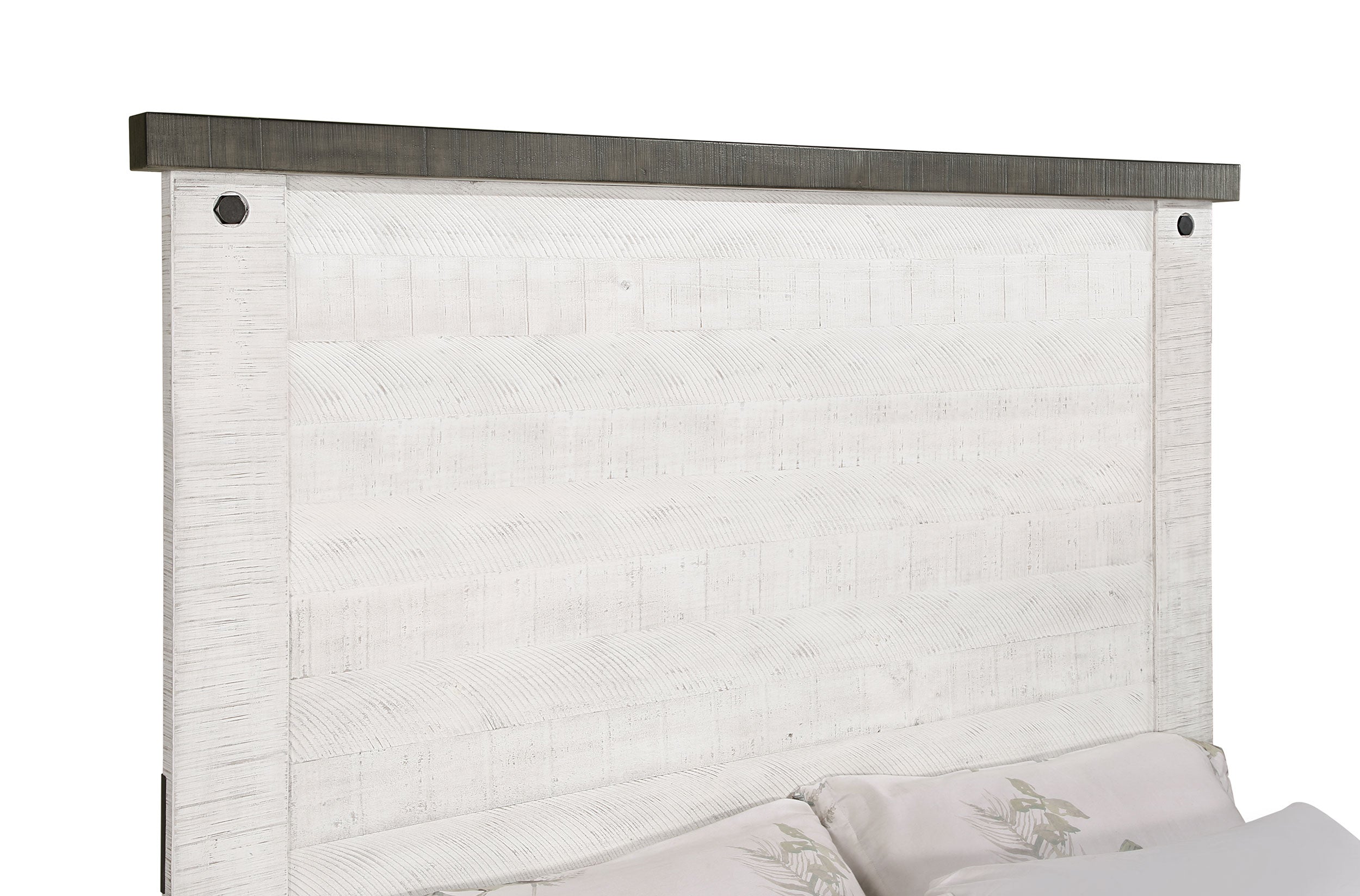 Lilith  Panel Bed Distressed Grey and White