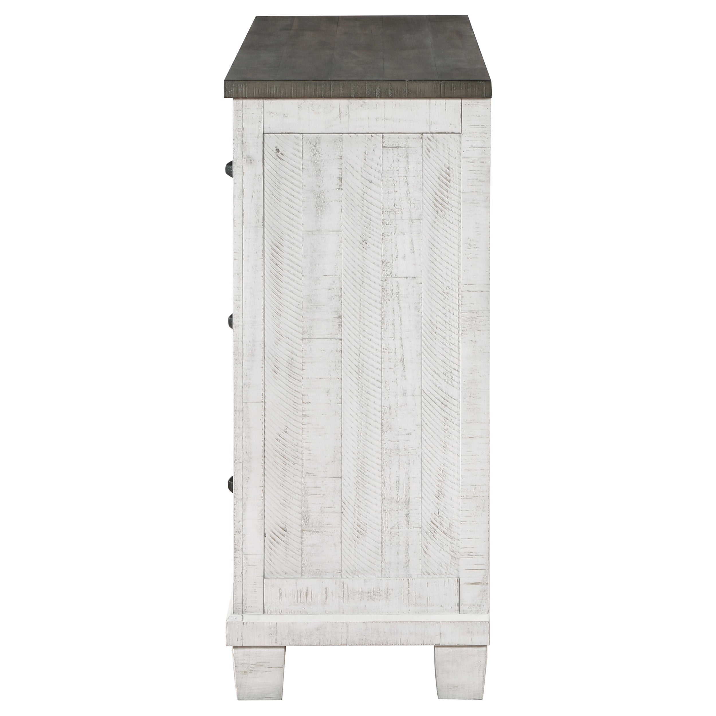 Lilith 7-drawer Dresser with Mirror Distressed Grey and White